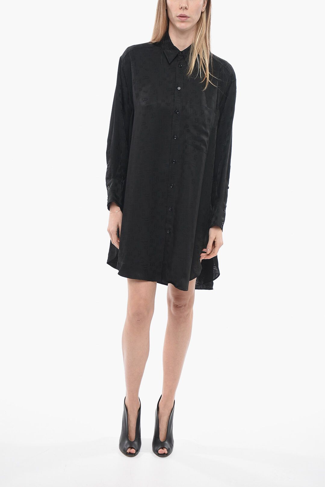 og1mm0724 Monogram Shirt Dress in Black