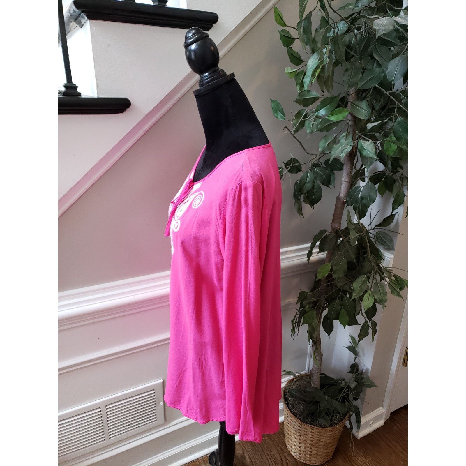 The Unbranded Brand Melissa Paige Tunic Top M Pink Embroidered Boho Peasant Size M / US 6-8 / IT 42-44 - 7 Thumbnail