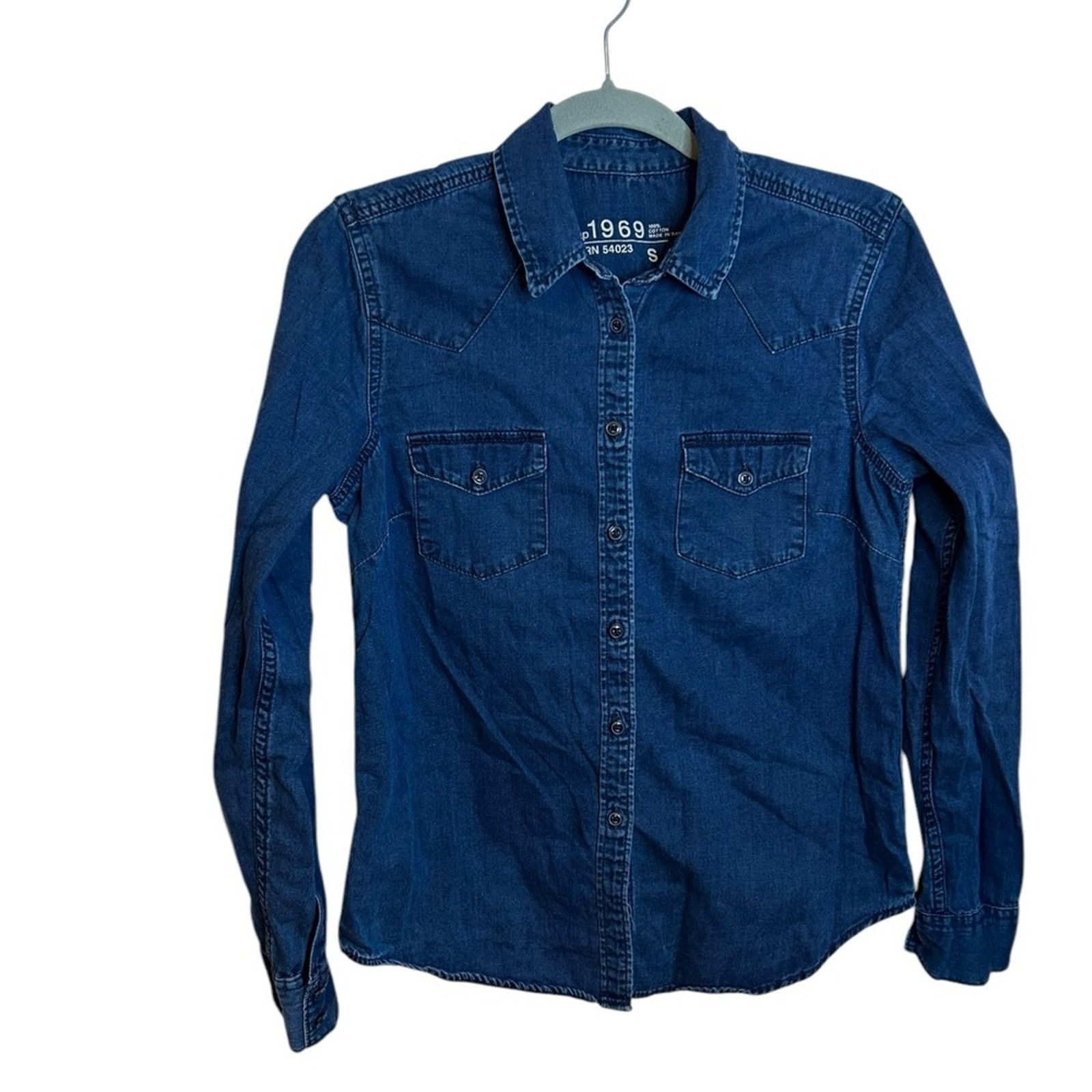 Gap Gap Dark Blue Denim Classic Western Shirt Size S / US 4 / IT 40 - 1 Thumbnail