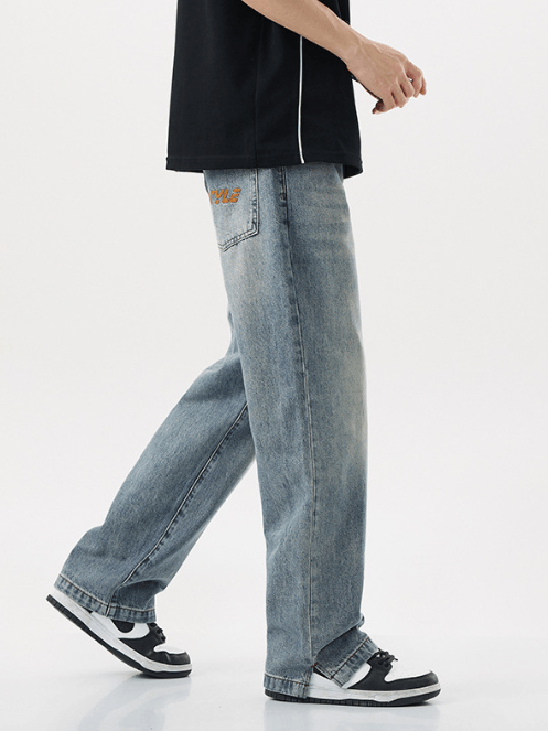 Japanese Brand × Jean Washed retro letter embroidery straight jeans y2k Size US 32 / EU 48 - 4 Thumbnail