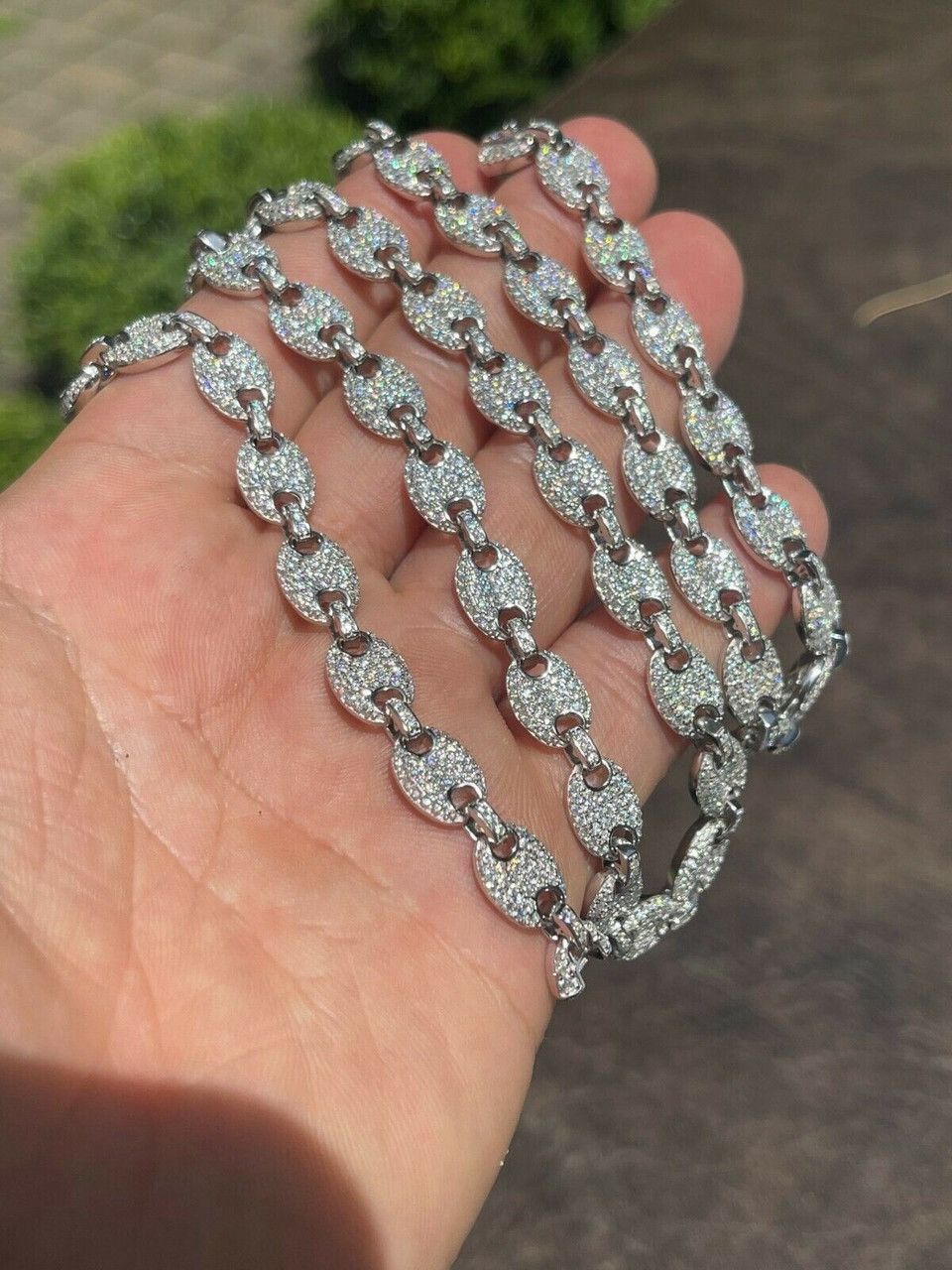Jewelry Moissanite Classic Gucci Link Chain in Silver, Men's