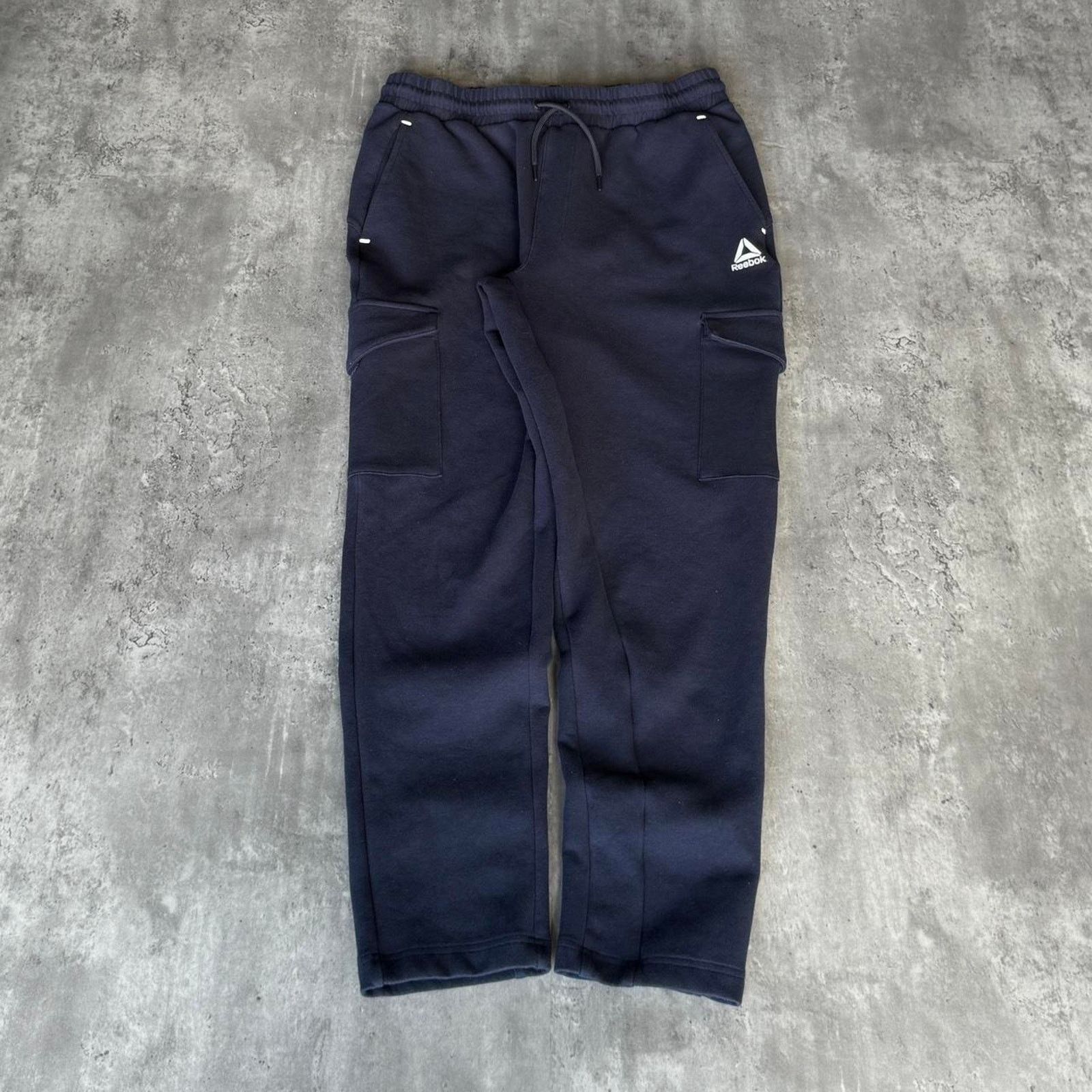 Reebok × Vintage Vintage Y2K Navy Blue & White Reebok Cargo Tech Sweatpants Size US 35 - 1 Thumbnail