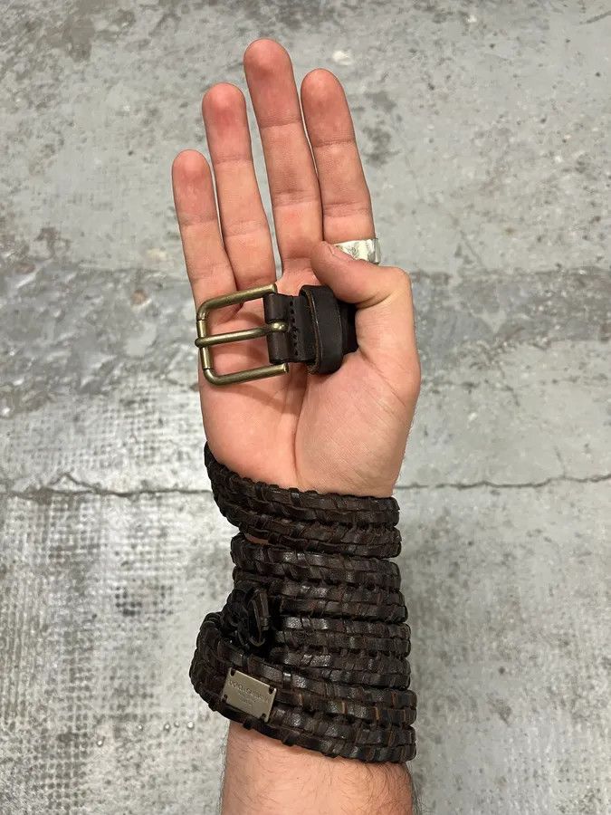Dolce & Gabbana 2000s Dolce & Gabbana Brown Woven Leather Belt Size ONE SIZE - 1 Thumbnail