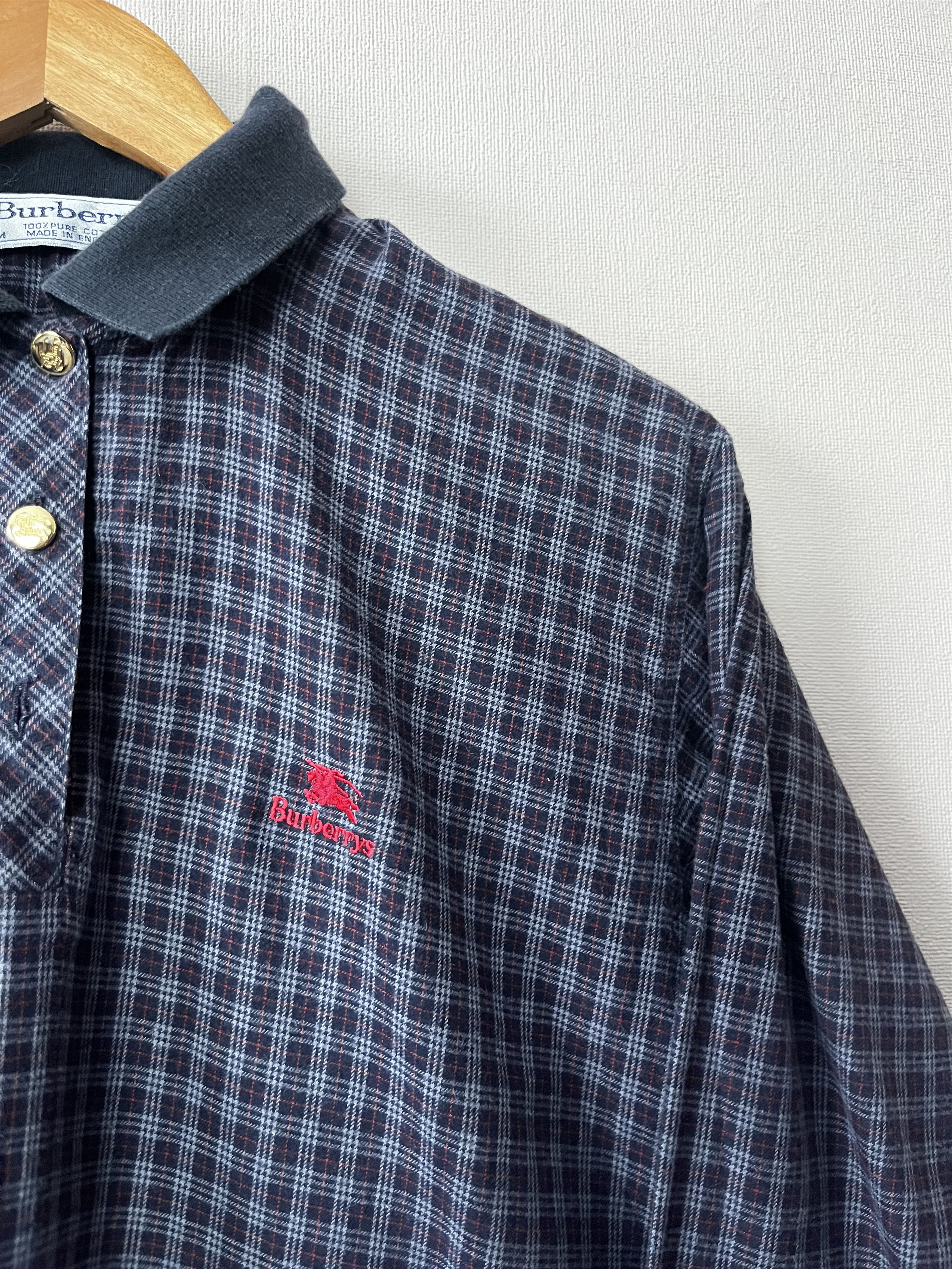 Burberry Burberrys Nova Check Polo Long Sleeve Shirt Gold Button Size US M / EU 48-50 / 2 - 2 Thumbnail