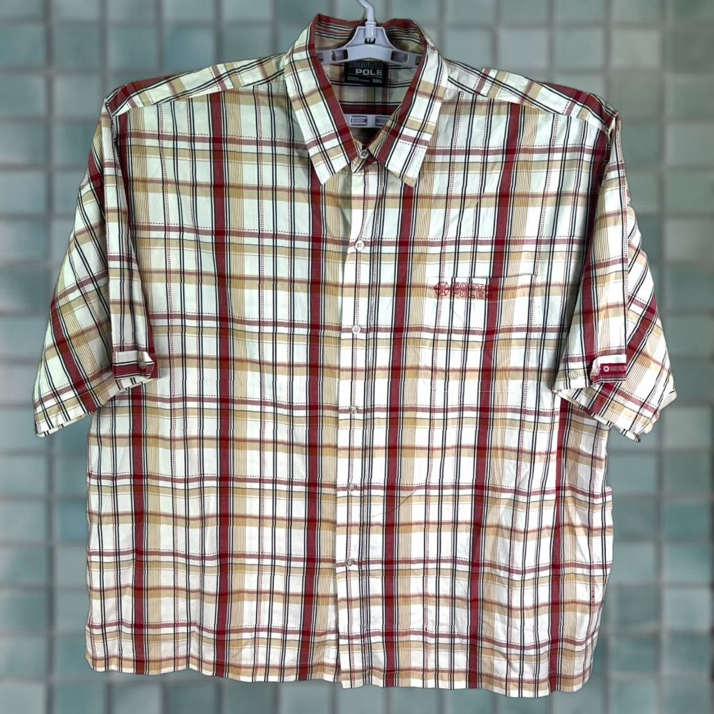 Southpole South Pole Shirt Mens 3XL Short Sleeve Button-Up Red/Tan Y2K Checked Size US XXL / EU 58 / 5 - 1 Thumbnail