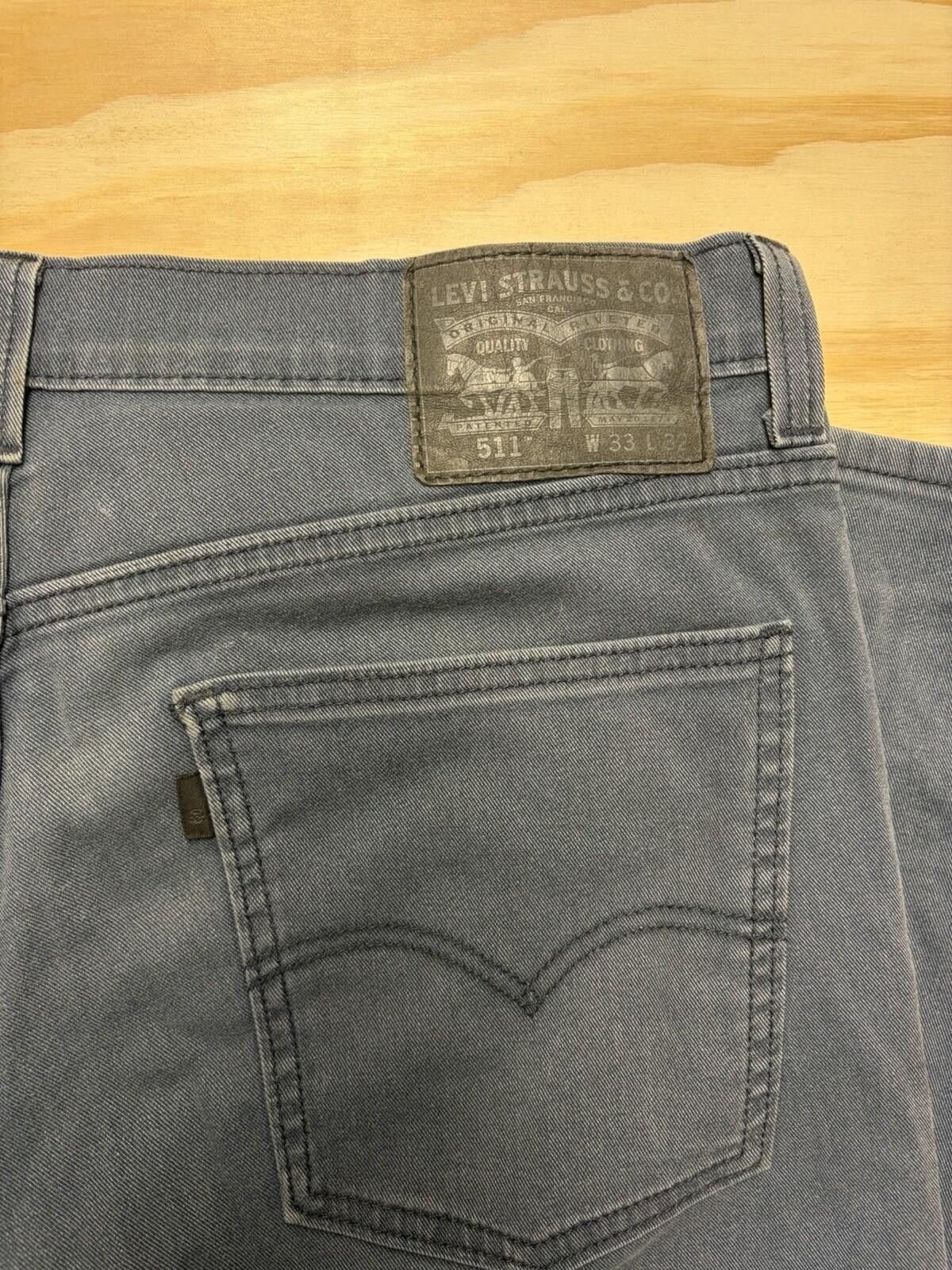 Levi's Levi 511 Mens 33x32 Vintage 90s Stretch Blue Jeans Black Tab Size US 33 - 3 Thumbnail