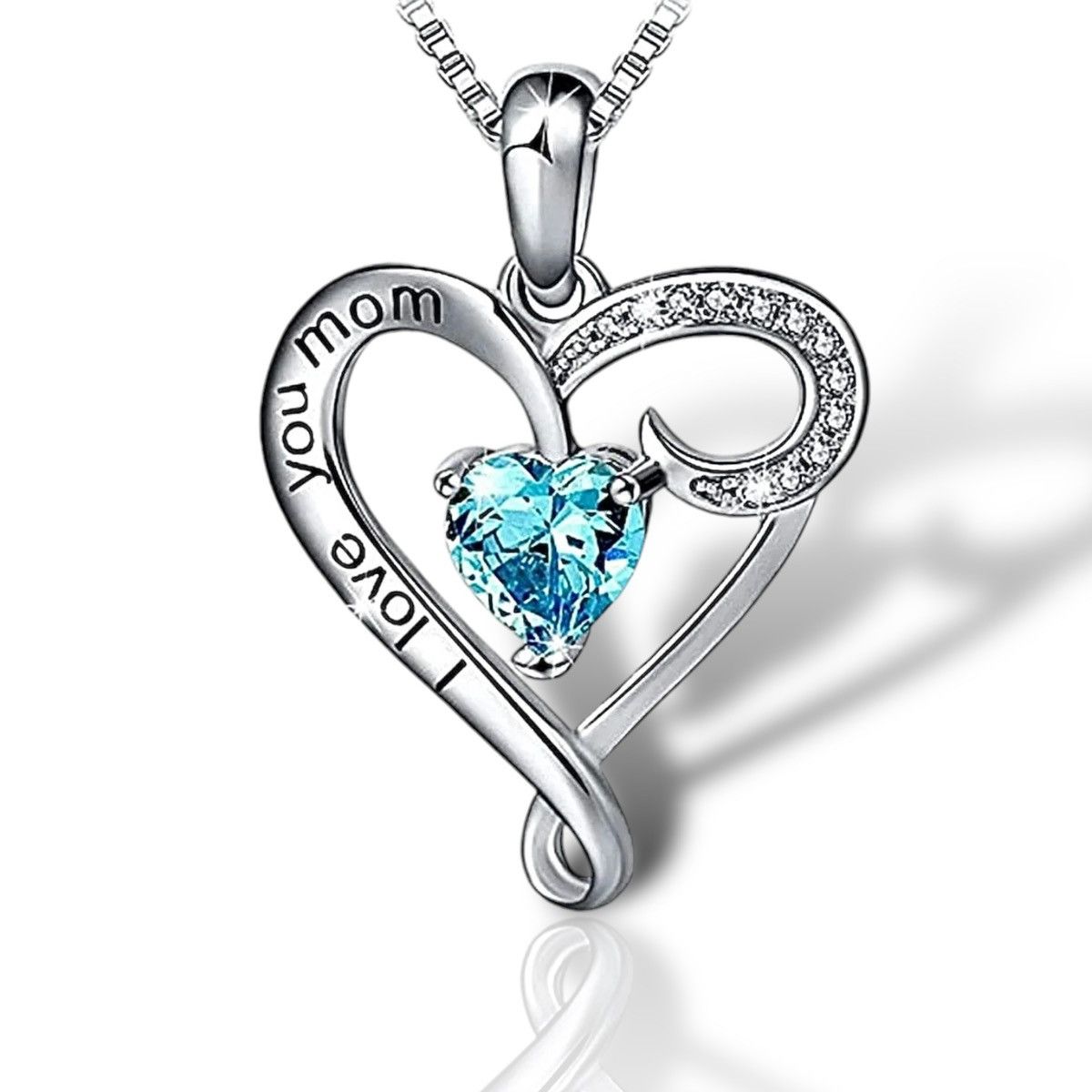 Other Crystal Heart 18” I Love You Mom Gold Plt Silver Necklace Size ONE SIZE - 1 Thumbnail