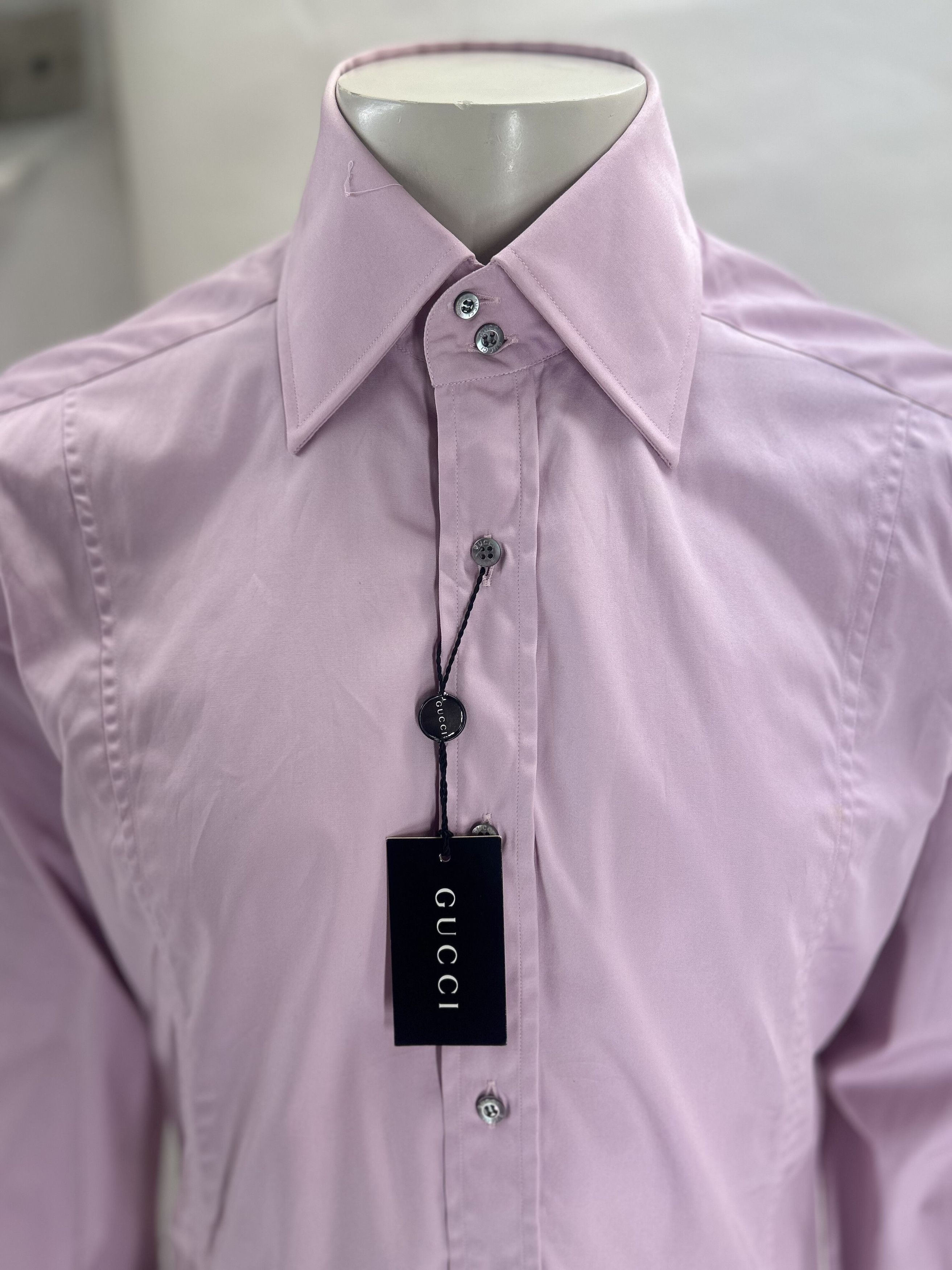 Gucci Gucci Pink Slim Fit Darted Shirt With Double Button Collar Size US L / EU 52-54 / 3 - 4 Thumbnail