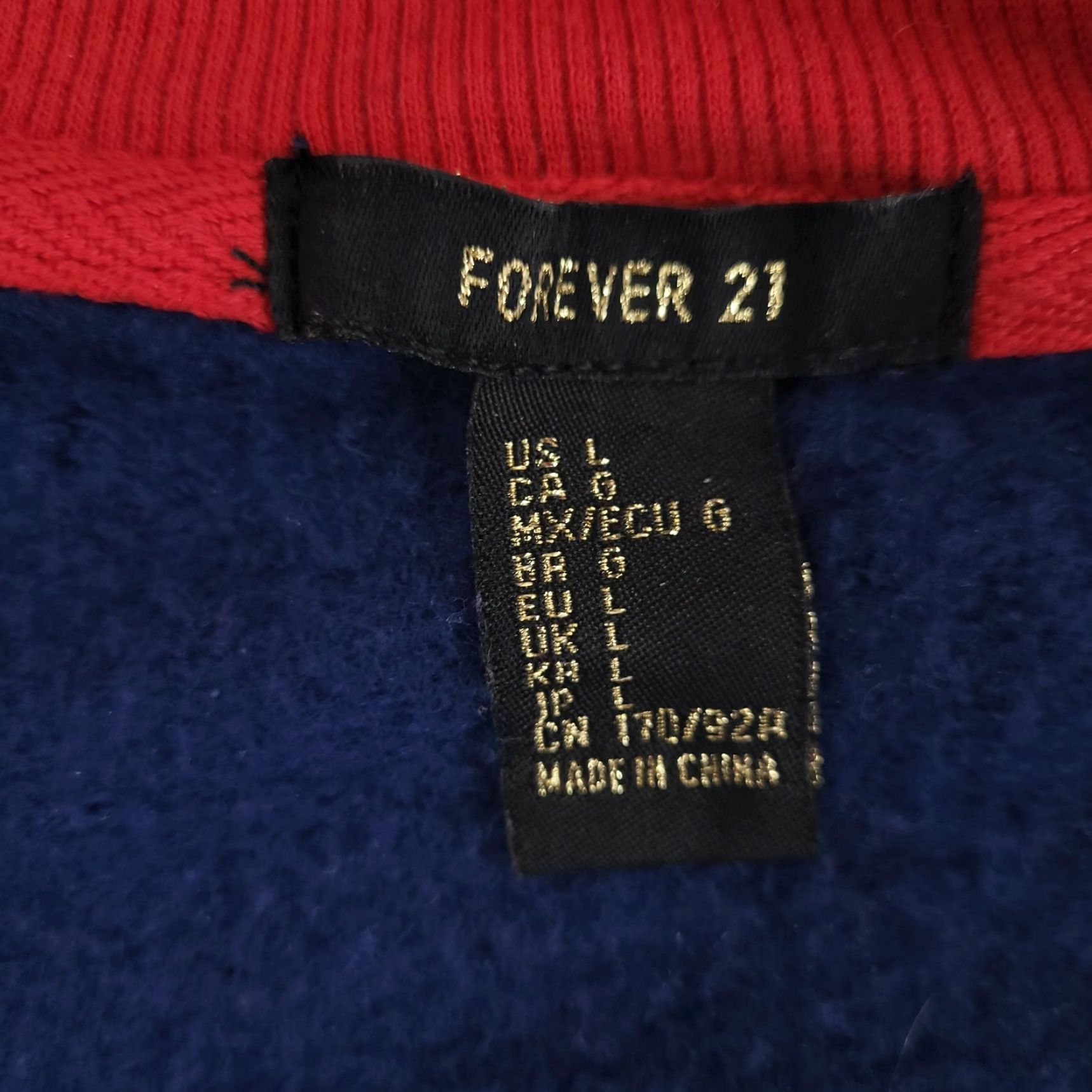 Forever 21 FOREVER 21 Sweater Womens Large Colorblock 1/4 Zip Red Blue Retro Pullover Adult Womens 90s Style Size L / US 10 / IT 46 - 2 Thumbnail