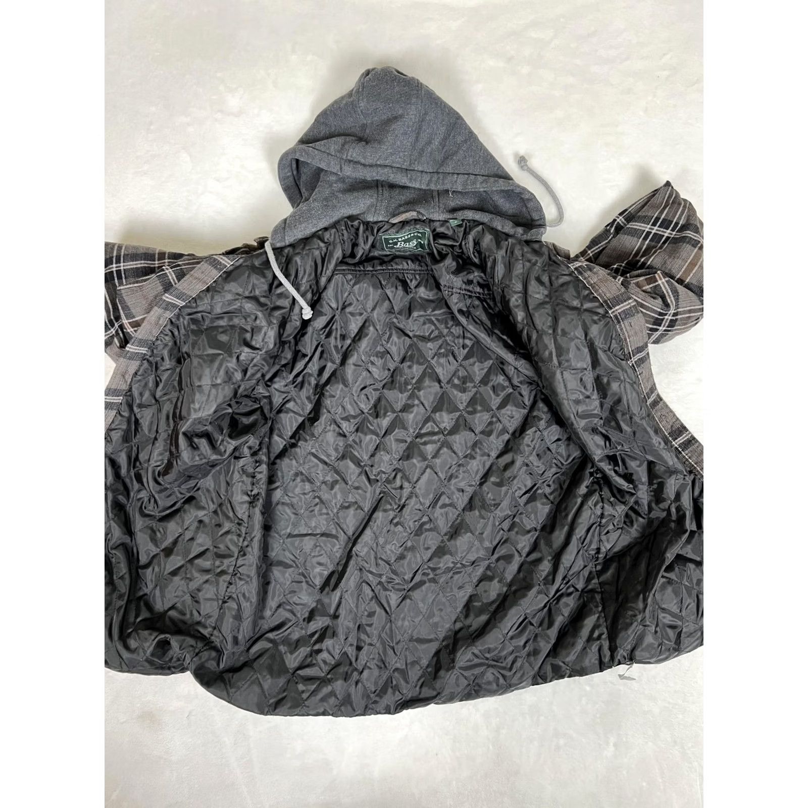 Vintage G.H. Bass & Co Jacket Mens Medium Brown Plaid Quilted Hooded Shirt Size US M / EU 48-50 / 2 - 2 Thumbnail