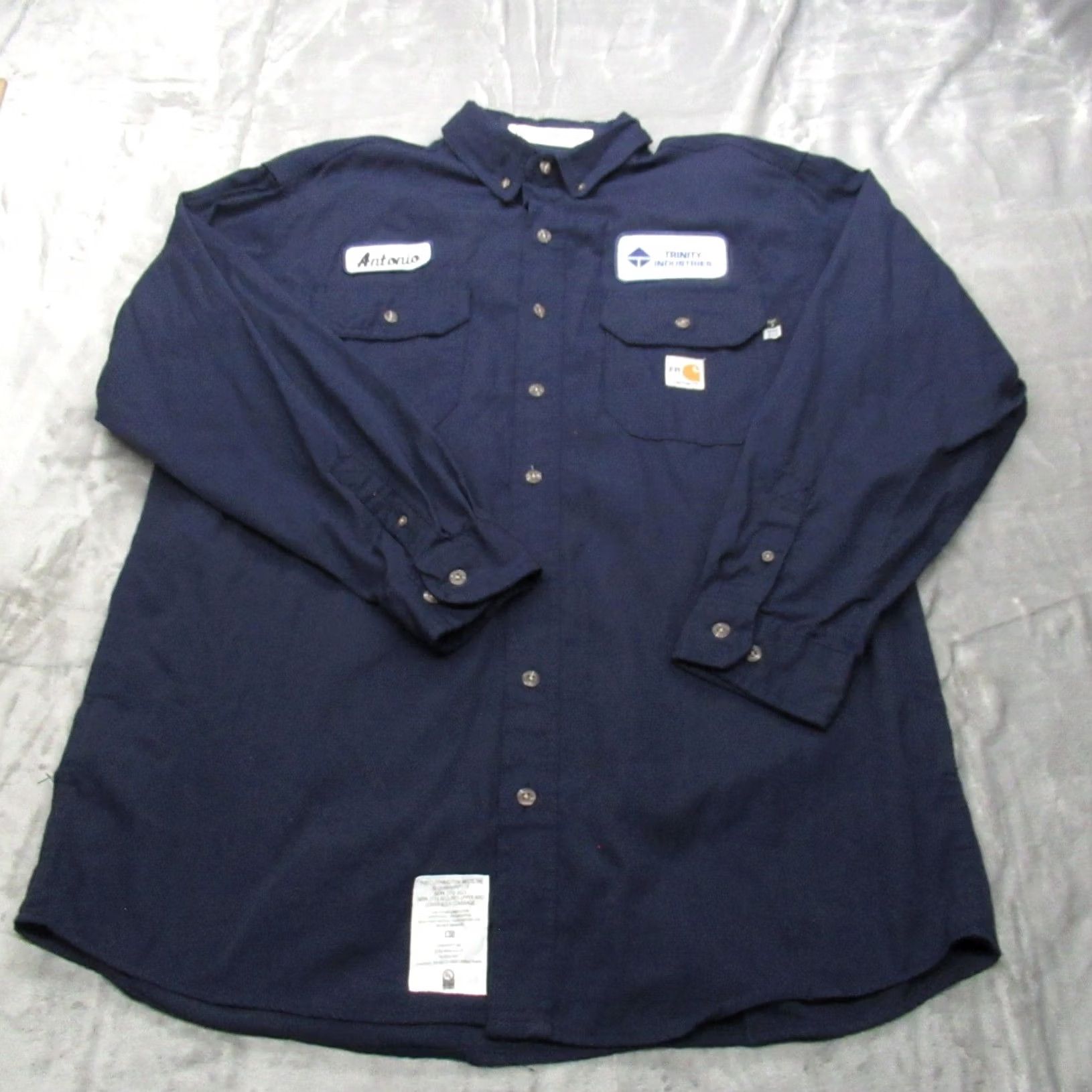 Carhartt VINTAGE Carhartt FR Work Shirt Men Large Navy Blue Antonio Fire Resistant Rugged NEW Size US L / EU 52-54 / 3 - 2 Thumbnail