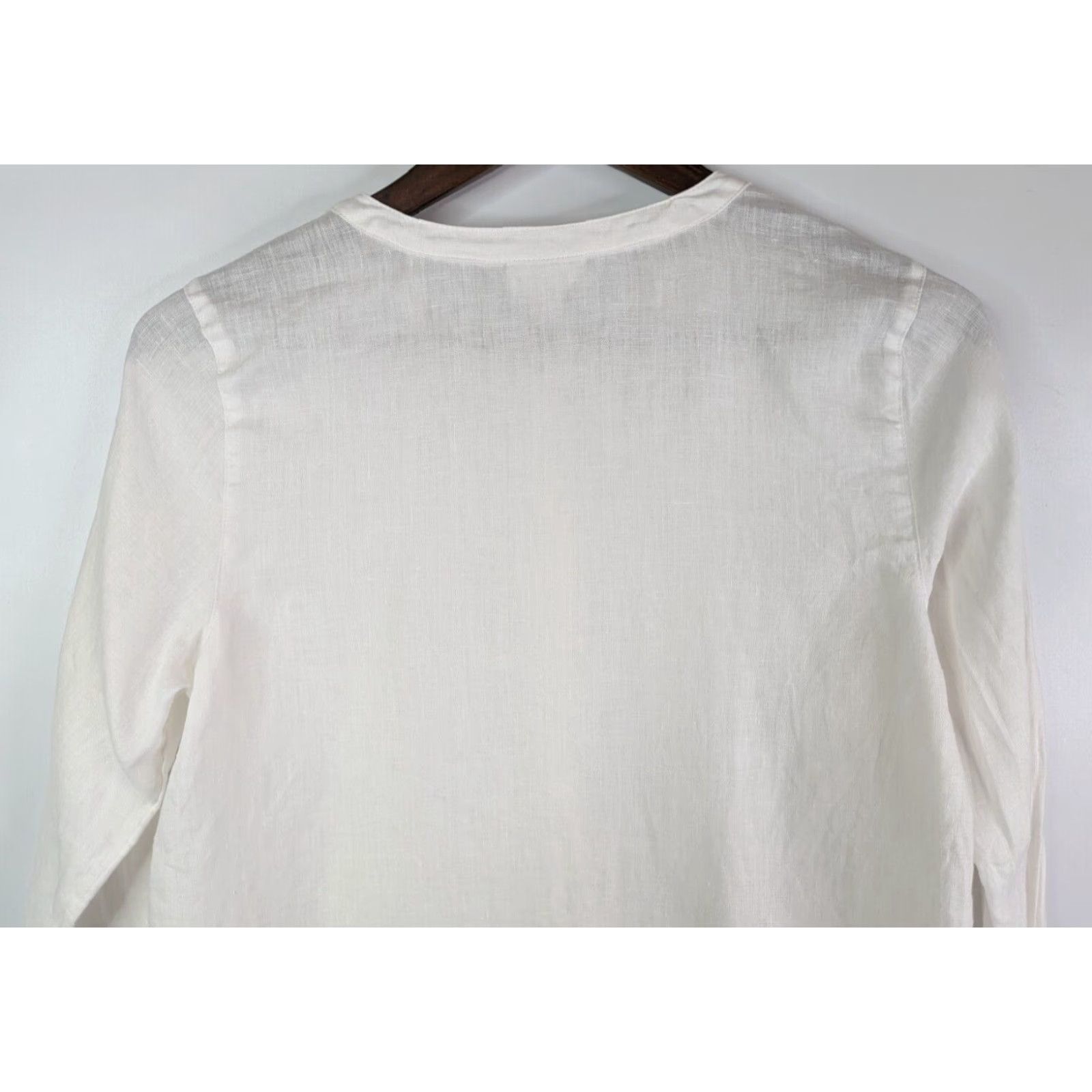 J. Jill J.Jill Button-Up Linen Blouse XS White Collar Shirt Women Tunic 100% Linen Long Sleeve Size XS / US 0-2 / IT 36-38 - 7 Thumbnail