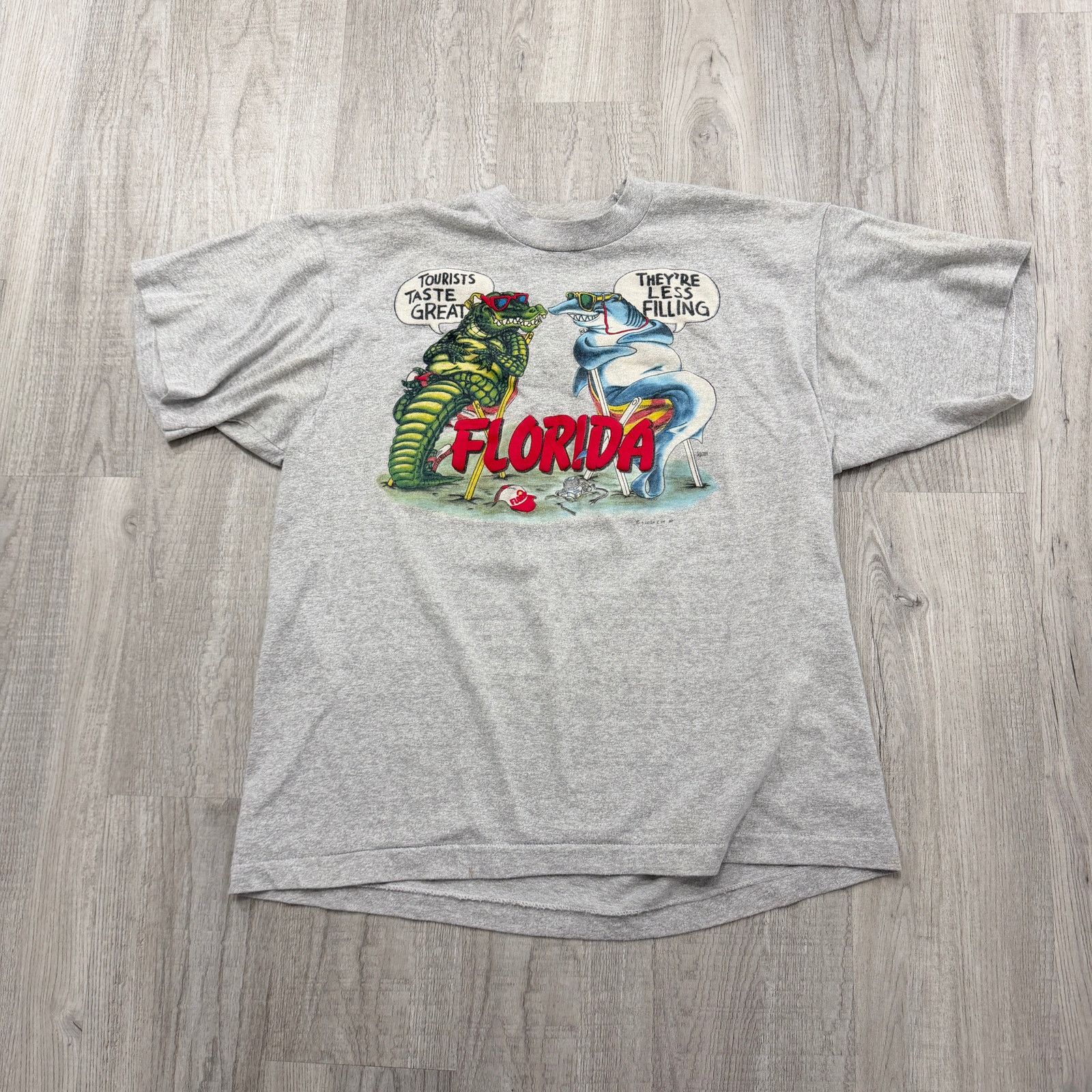 Vintage Vintage Florida Alligator Shark Shirt Medium Gray 80s Funny Size US M / EU 48-50 / 2 - 1 Thumbnail