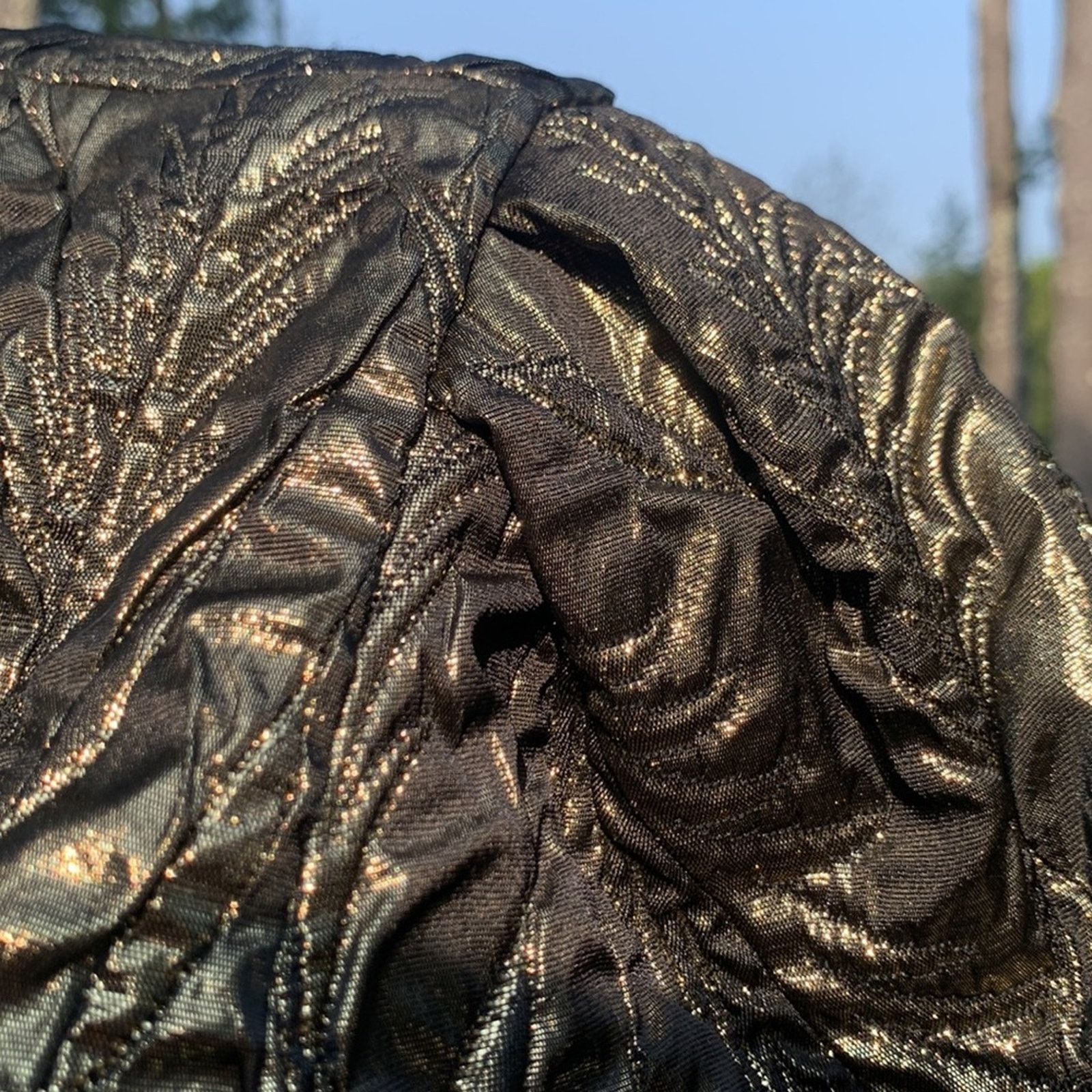 Vintage 80’s metallic bronze puff sleeve cropped quilt bolero shrug Size M / US 6-8 / IT 42-44 - 7 Thumbnail