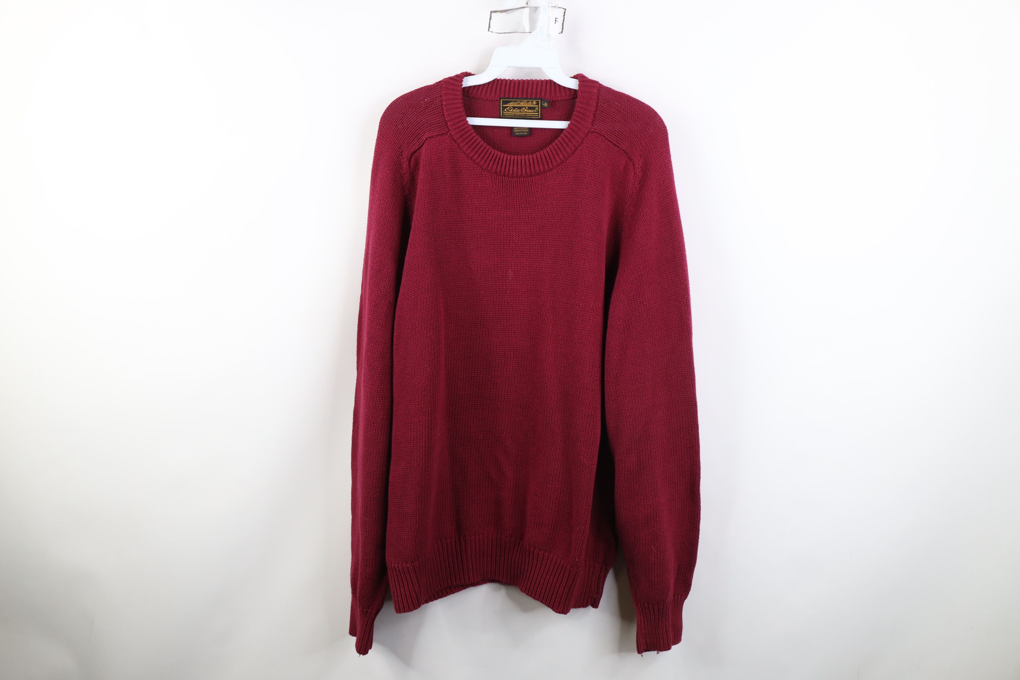 Eddie Bauer Vintage 90s Eddie Bauer Cotton Knit Crewneck Sweater Maroon Size US L / EU 52-54 / 3 - 1 Thumbnail