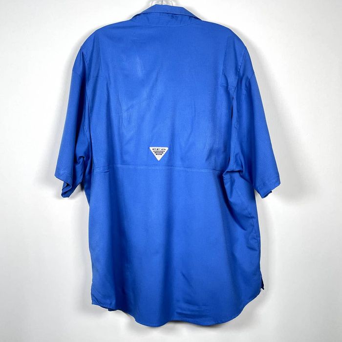 Columbia Men's Columbia PFG Blue Fishing Short Sleeve Button Shirt