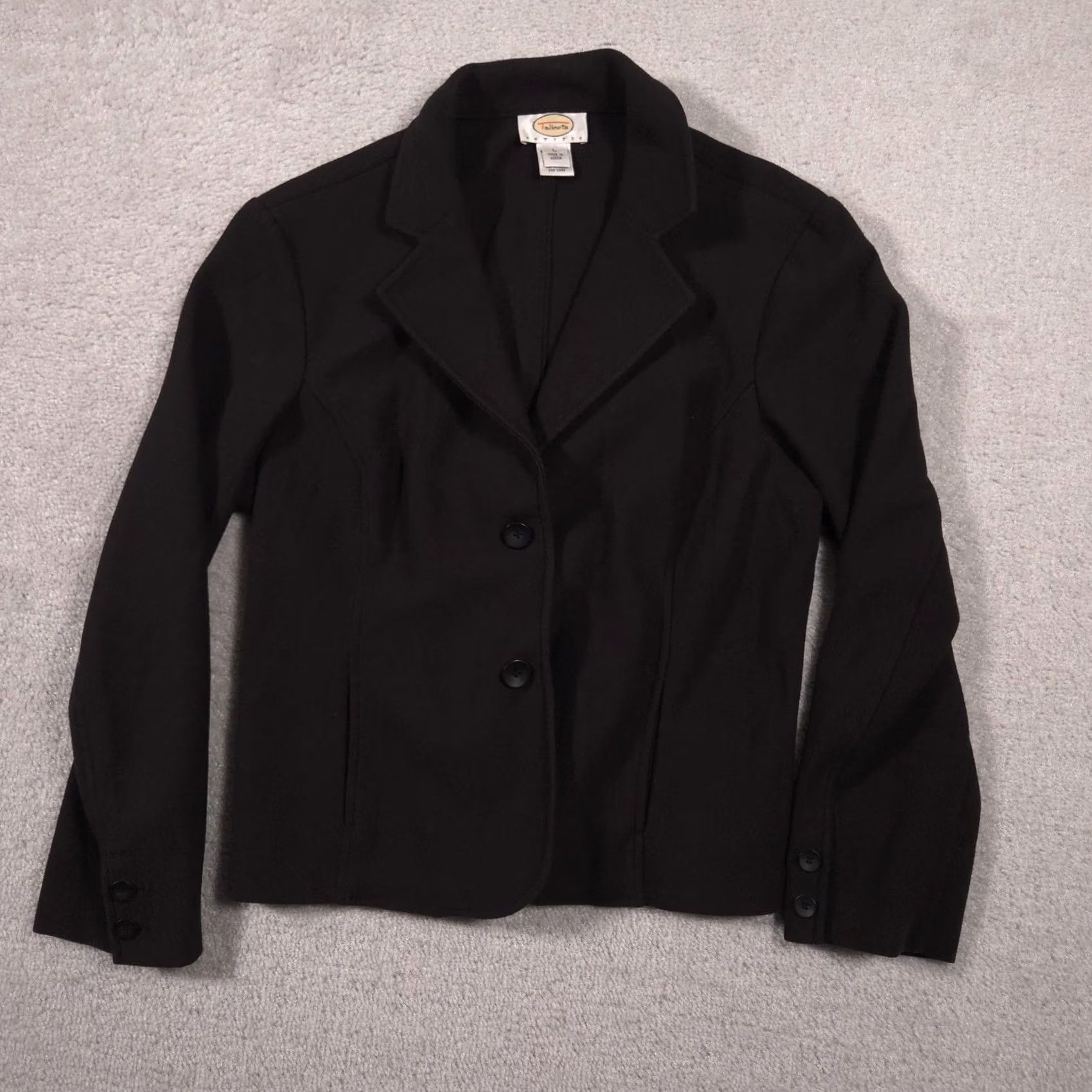 Talbots Talbots Blazer Womens Petite Large Black Two-Button Stretch Jacket Career Work shirt? Size L / US 10 / IT 46 - 2 Thumbnail