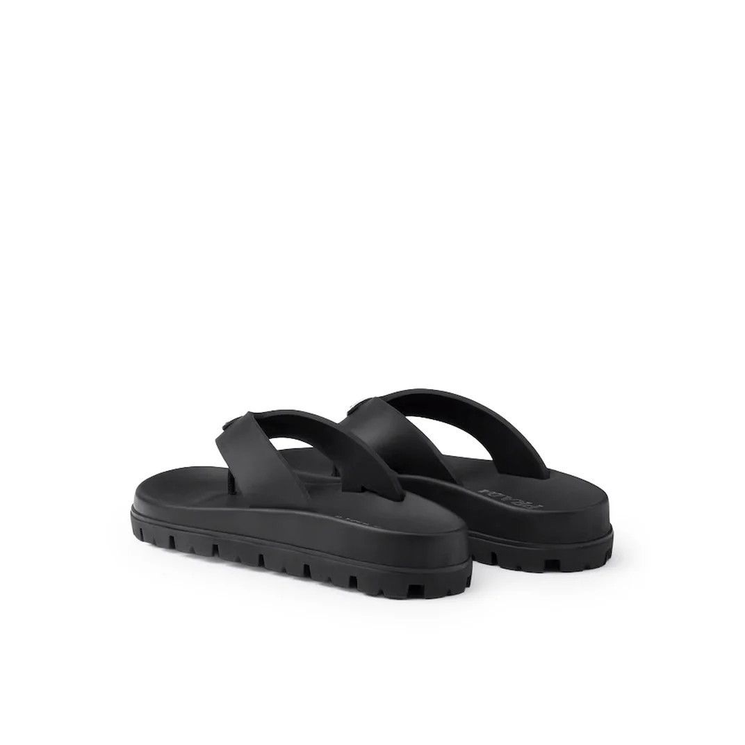 Prada PRADA $750 Black Rubber Thong Sandals New And Authentic (Wom Size US 10 / IT 40 - 3 Thumbnail