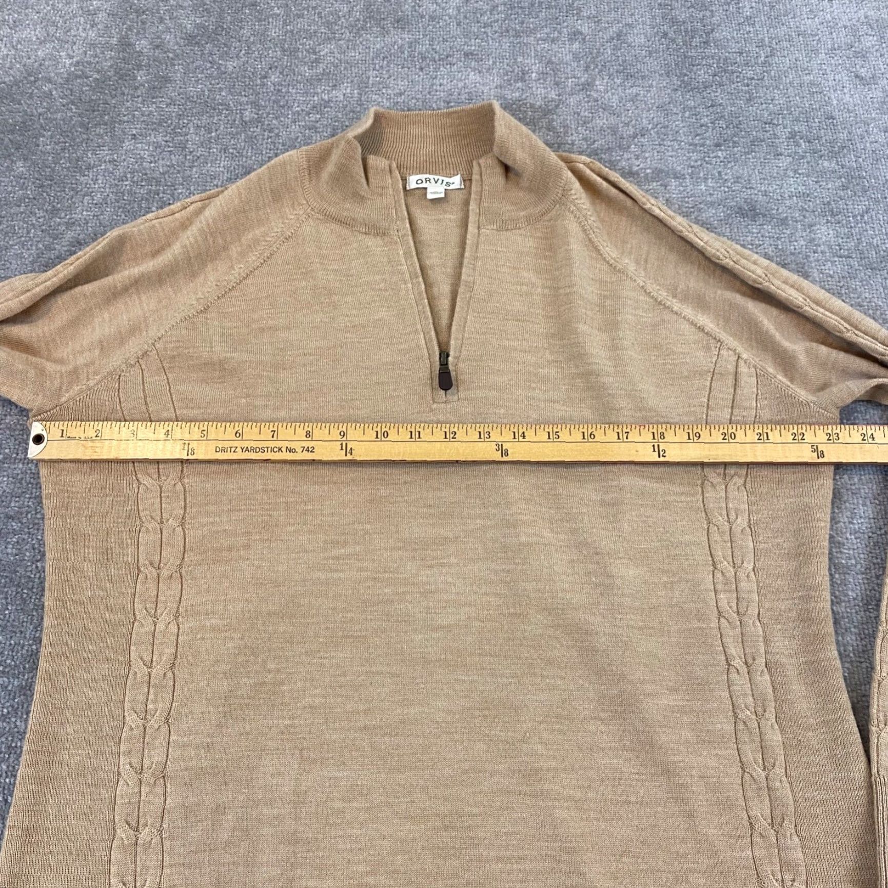 Orvis VINTAGE Orvis Sweater Mens XL Brown Cable Knit Wool 1/4 Zip Pullover Fall Winter Men's Size US XL / EU 56 / 4 - 6 Thumbnail
