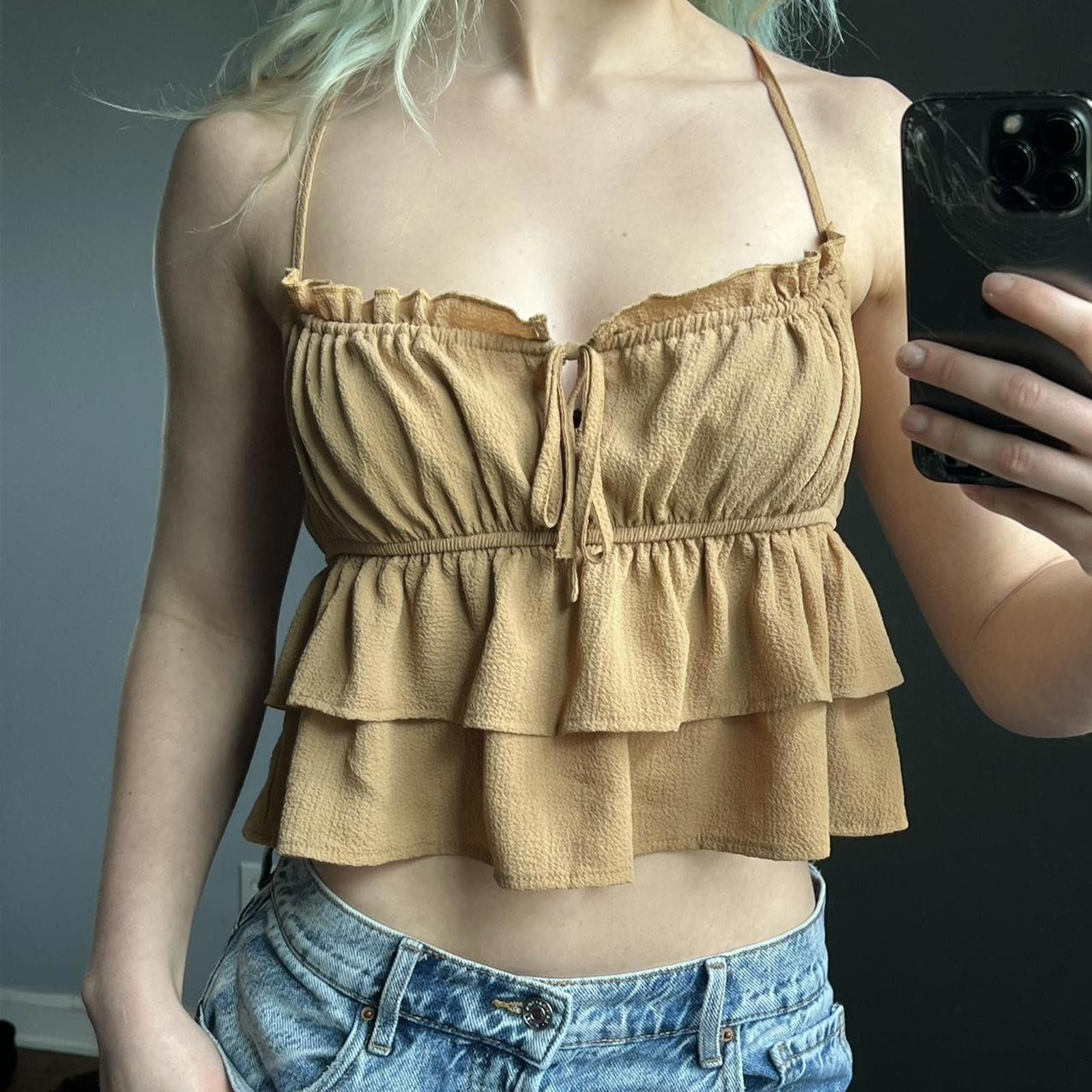 Other Camel brown ruffle tank top Size S / US 4 / IT 40 - 1 Thumbnail