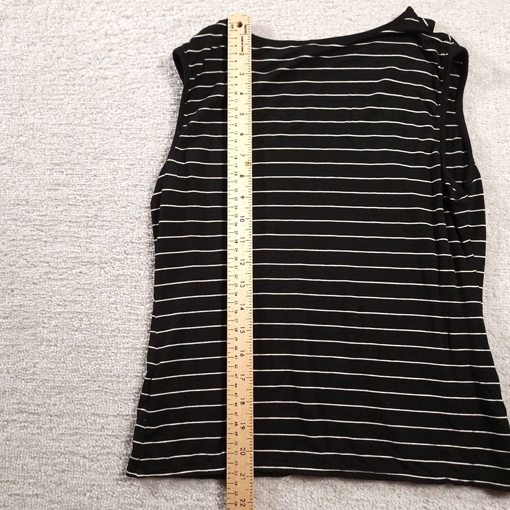 Vintage Max Studio Womens Tank Top M Black White Striped Cutout Stretch Shirt Size M / US 6-8 / IT 42-44 - 5 Thumbnail