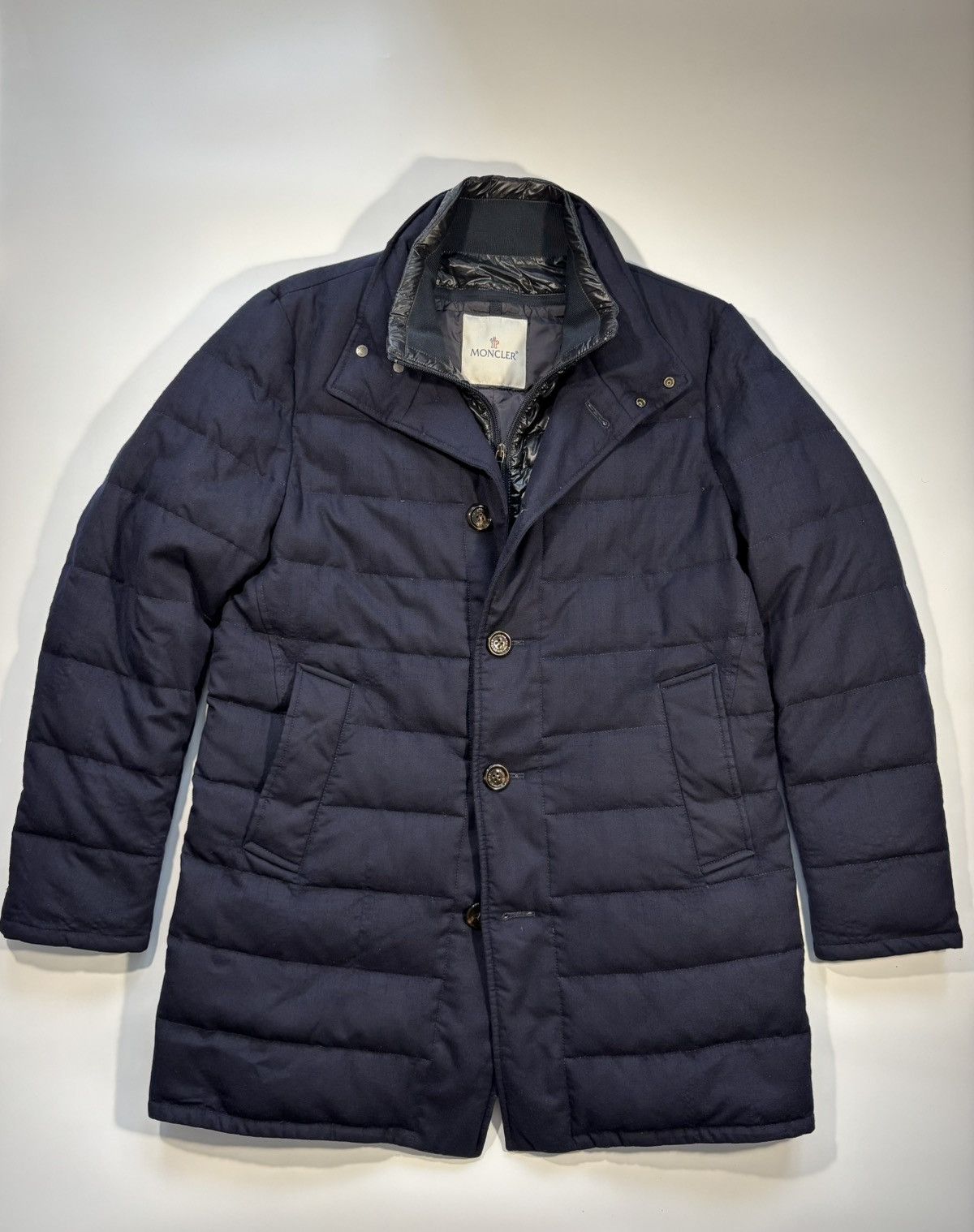 Moncler Moncler Vallier Quilted Down Coat Gray Wool Size 3 Size US M / EU 48-50 / 2 - 1 Thumbnail