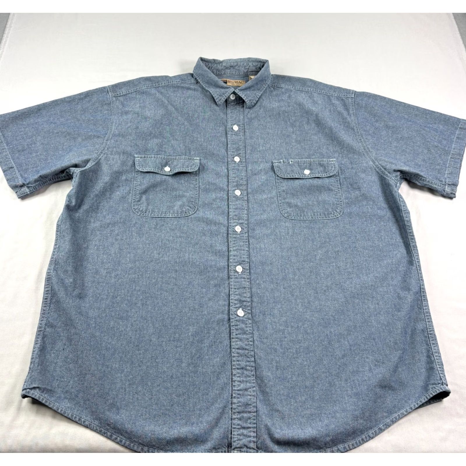 Vintage VINTAGE Big Mac Shirt Mens 2XL Blue Chambray Button-Up Short Sleeve Camp Shirt Mens 2XL Blue Chambray Button-Up Short Sleeve Camp Size US XXL / EU 58 / 5 - 2 Thumbnail