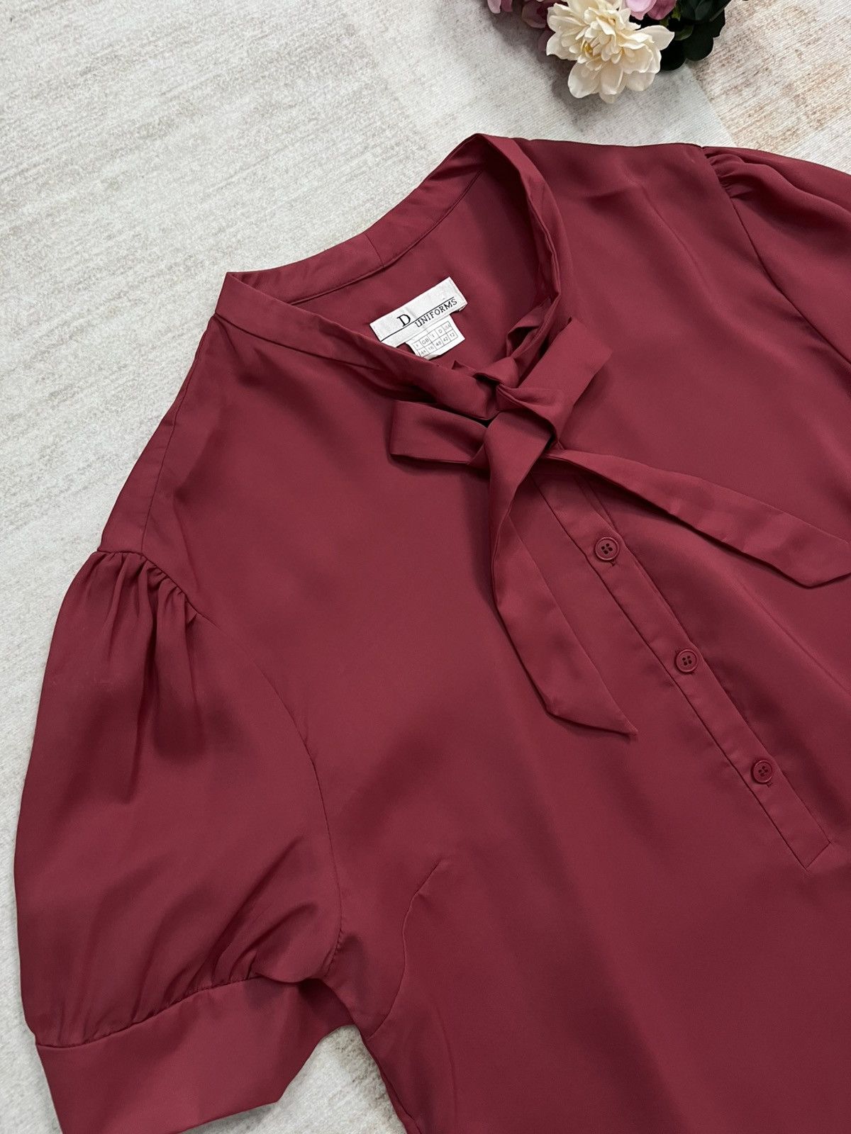 Dior Dior Uniforms Maroon Pussy Bow BlousePuff Sleeve Elegant Top Size M / US 6-8 / IT 42-44 - 6 Thumbnail
