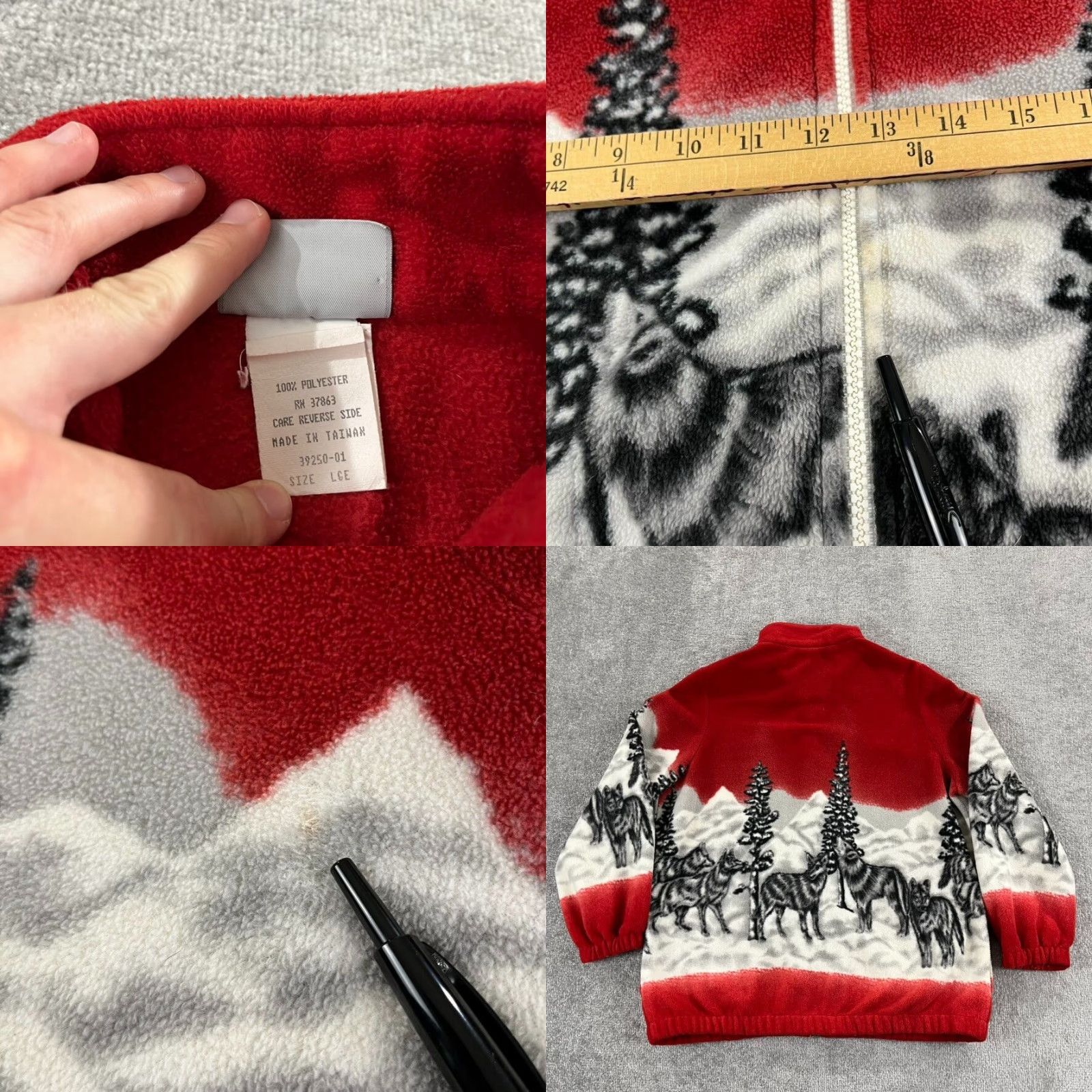 Blair BLAIR Sweater Jacket Womens Large Red White Wolf Wolves Nature AOP Fleece 90s Size L / US 10 / IT 46 - 8 Thumbnail