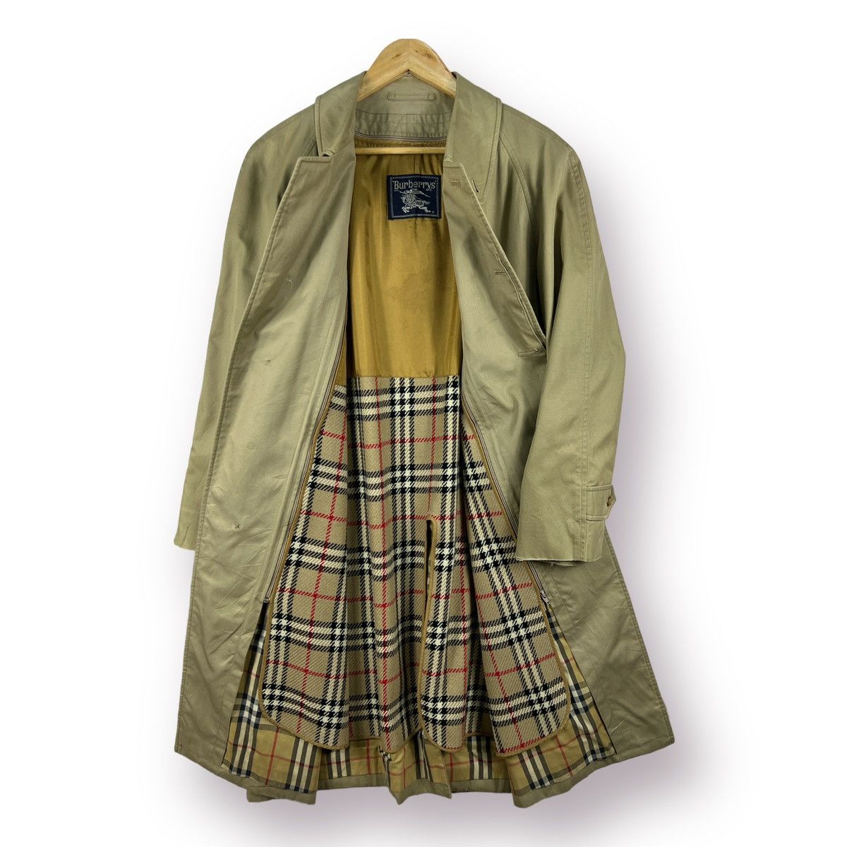 Burberry Prorsum 🔥 VTG DISTRESSED LONGCOAT NOVA CHECK REMOVABLE LINED Size US M / EU 48-50 / 2 - 1 Thumbnail