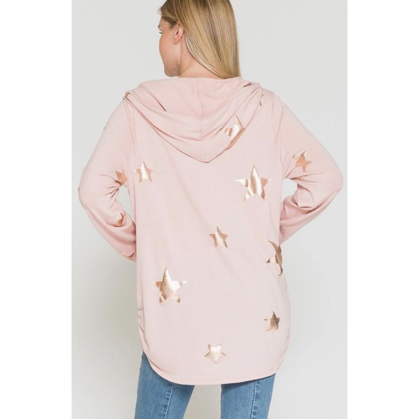 Other Maternity Star Print Hoodie Top Pink Metallic Accents XL By Size XL / US 12-14 / IT 48-50 - 2 Thumbnail