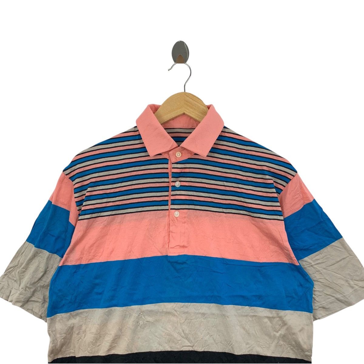 Vintage Vintage 90’ MERCERIZED Made In Japan Striped Polo Tee Shirt Size US L / EU 52-54 / 3 - 2 Thumbnail