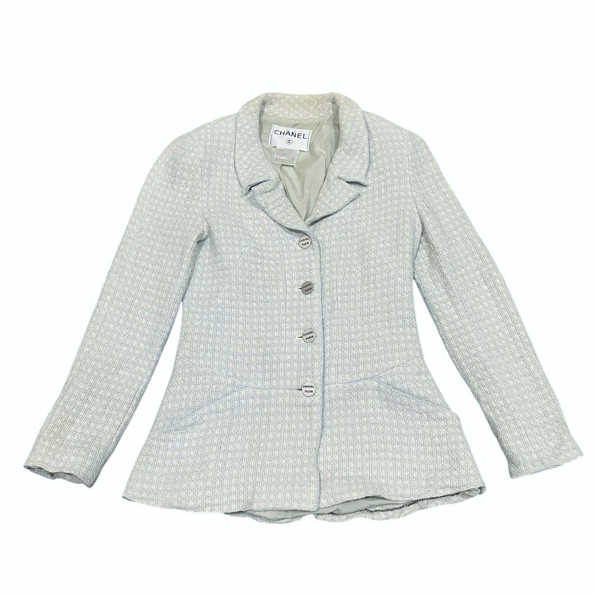 Chanel Chanel Light Blue/Beige Tweed Jacket Size L / US 10 / IT 46 - 1 Thumbnail