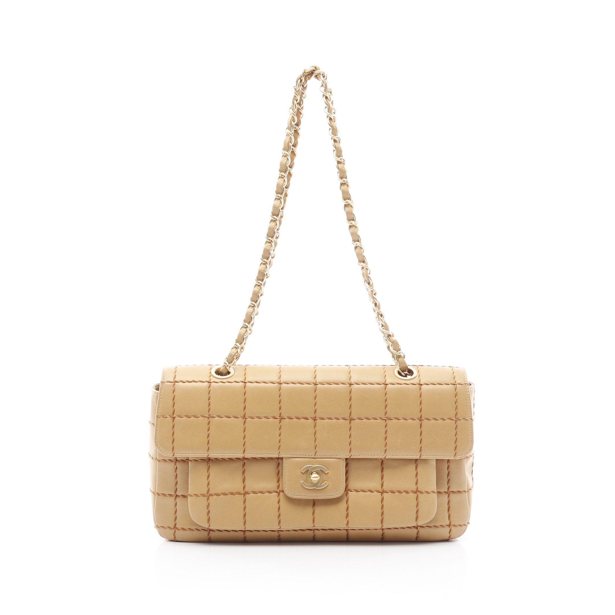 Chanel Chanel Chocolate Bar Wild Stitch Chain Shoulder Bag Lambskin Beige Gold Hardware Size ONE SIZE - 1 Thumbnail