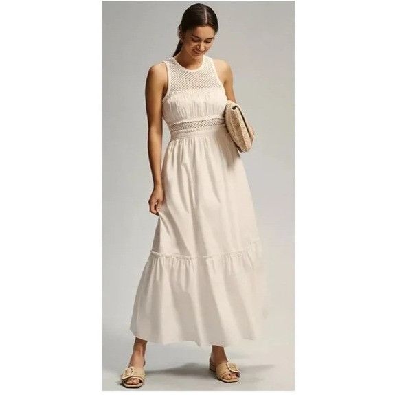 Anthropologie Mare Mare X Anthropologie White Sleeveless Crochet Maxi Dres Size XXS / US 00 / IT 34 - 1 Thumbnail