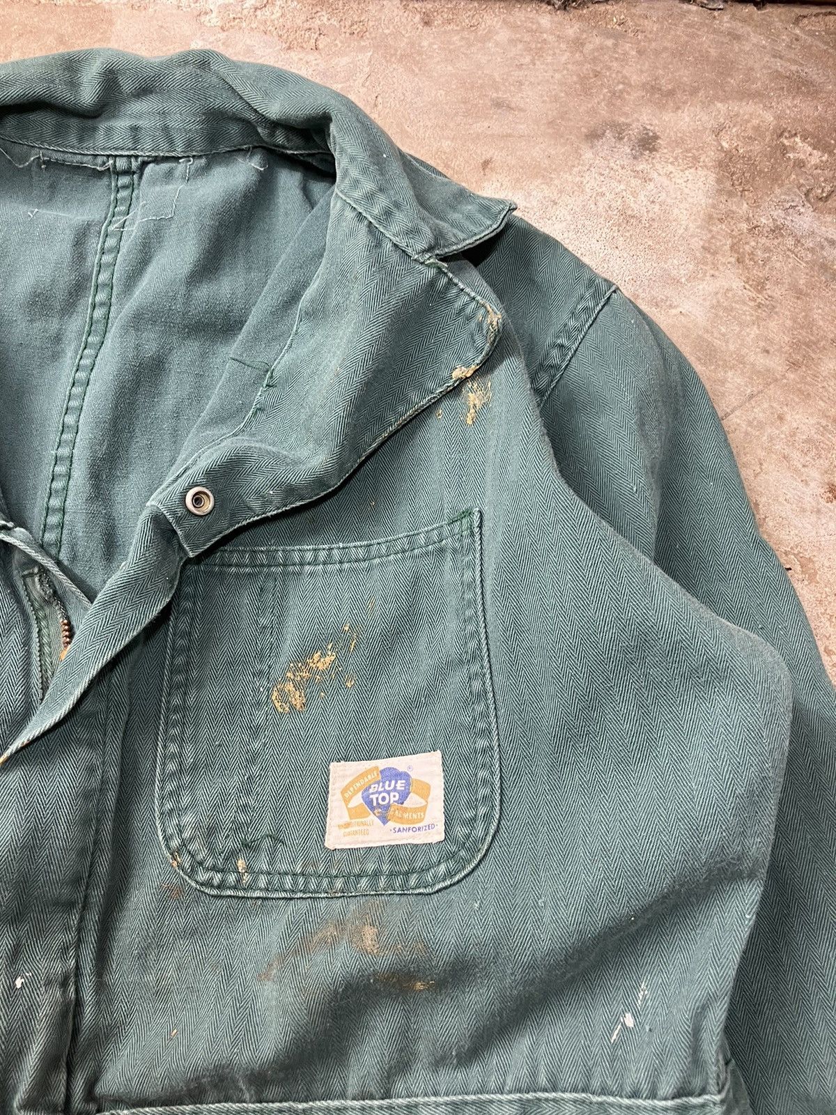 Vintage 60’s Blue Top Teal Green Herringbone Coveralls Size US 38 / EU 54 - 3 Thumbnail