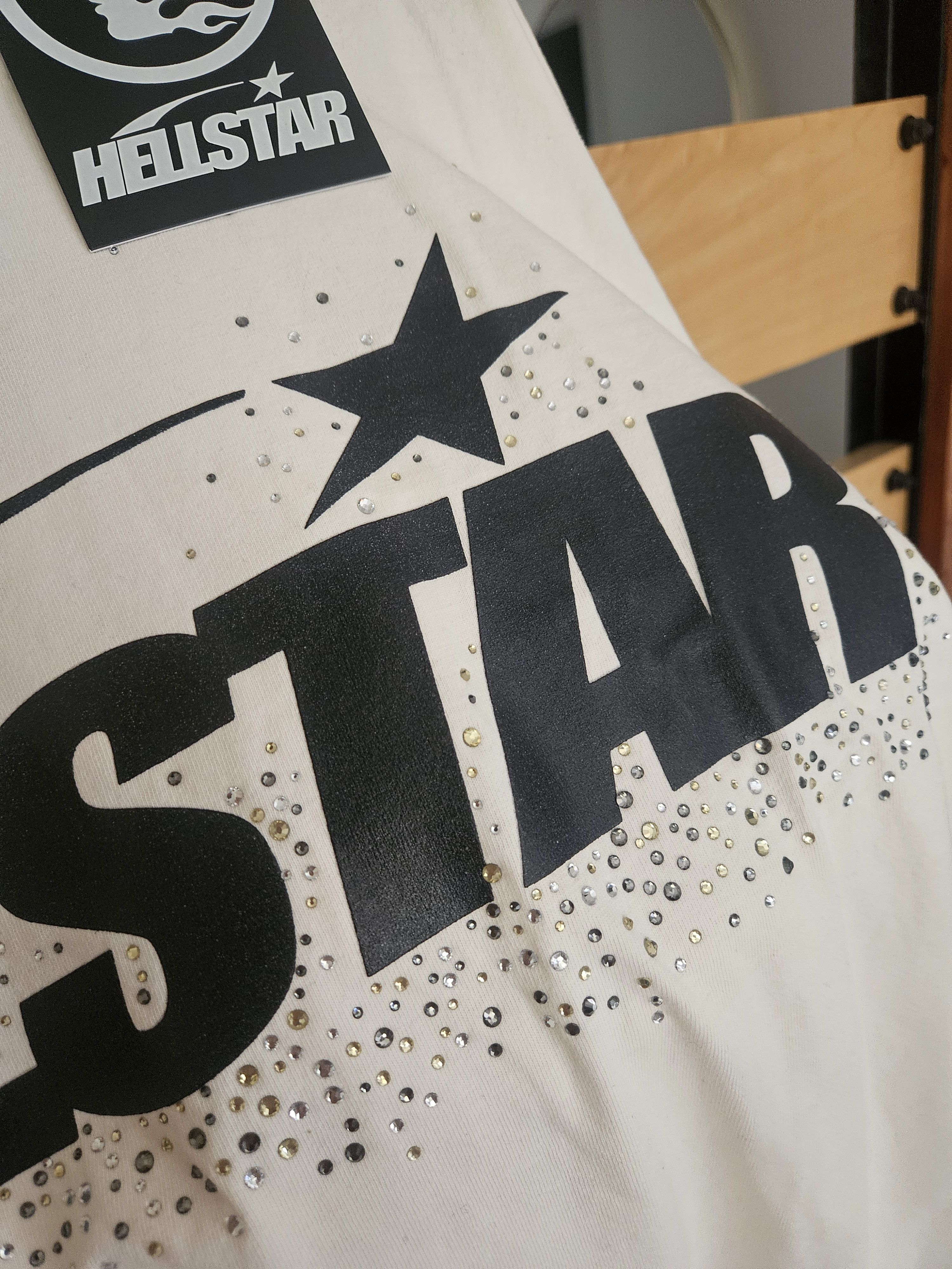 HELLSTAR Classic Rhinestone Logo White T Shirt Size US L / EU 52-54 / 3 - 3 Thumbnail