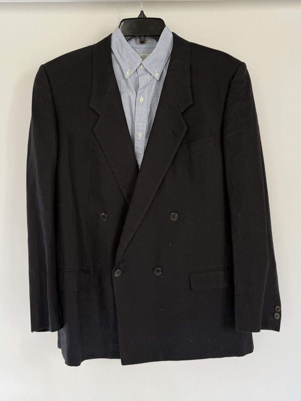 Gucci Gucci 100% Linen Navy Double-Breasted Blazer Size 50R - 2 Thumbnail