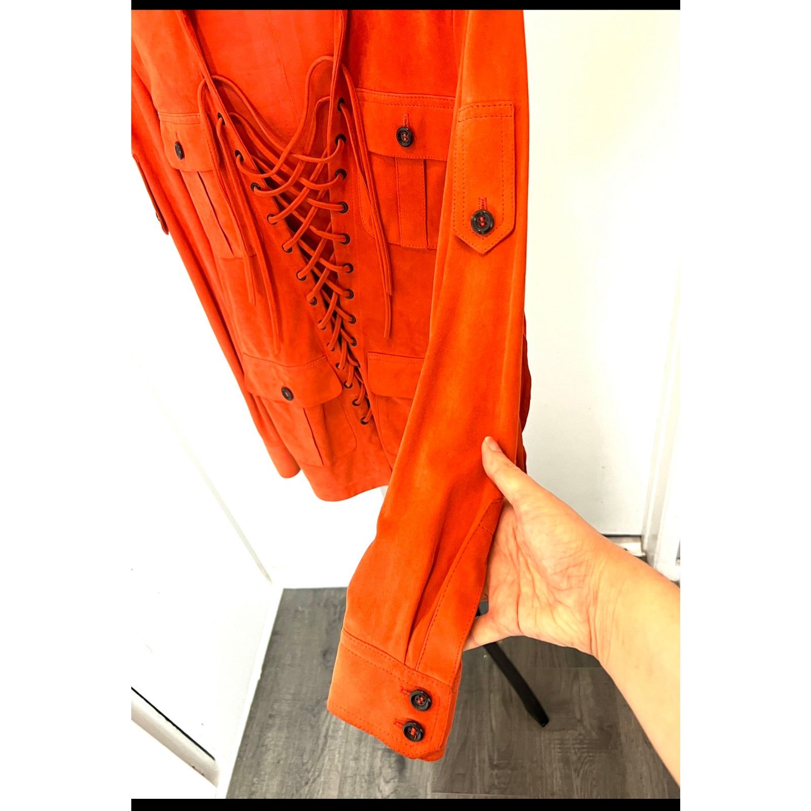 STRENESSE Strenesse Gabriele Strehle orange lace lambskin blouse y2k 4 Size S / US 4 / IT 40 - 11 Thumbnail