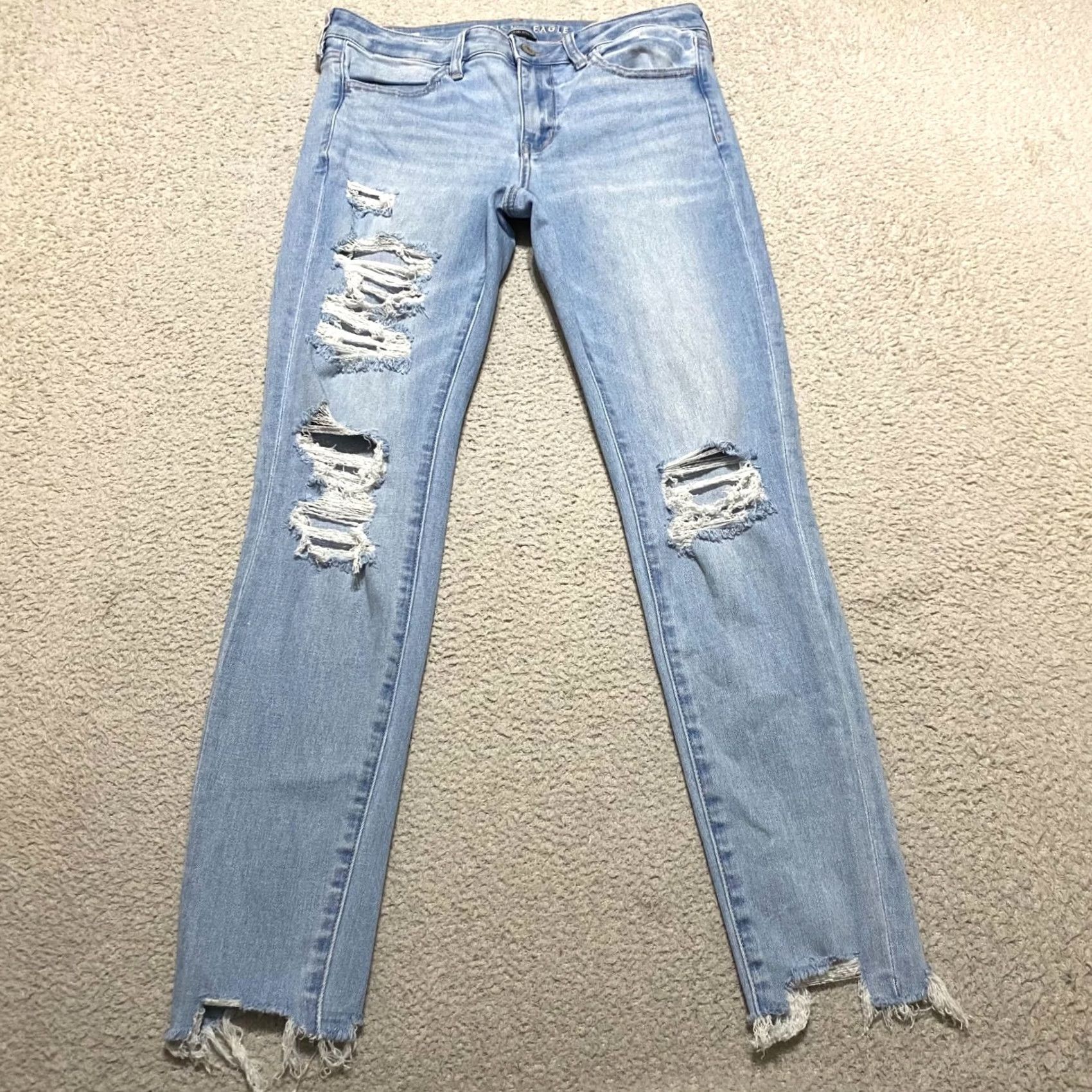 American Eagle Outfitters American Eagle Outfitters Jeans Blue Distressed Jegging 8 Medium Wash Women's Slight Rise 5-Pocket Denim Baggy Adult Womens Size 30" / US 8 / IT 44 - 2 Thumbnail