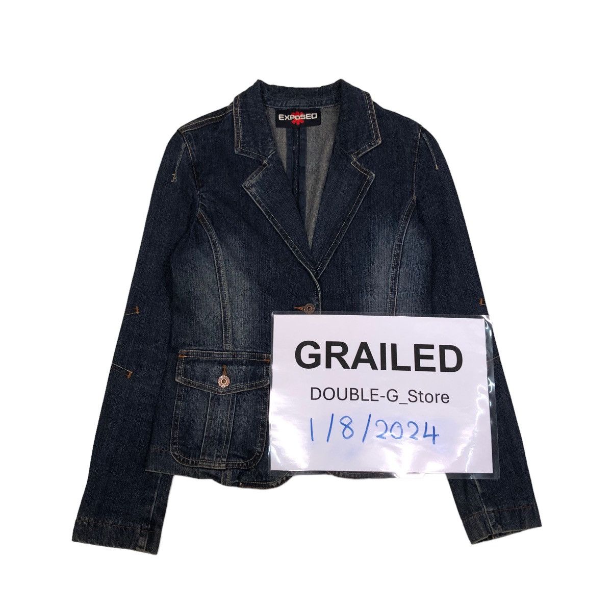 Hysteric Glamour 📌VINTAGE CROPPED BIKER JACKET DENIM EXPOSED JAPAN Size S / US 4 / IT 40 - 1 Thumbnail