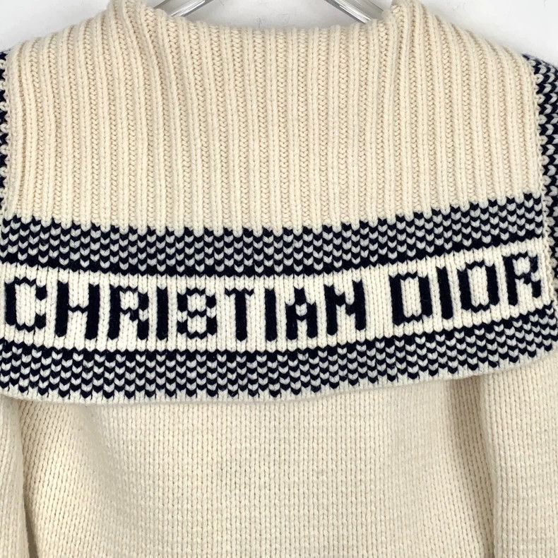 Dior Dior Beige logo letter inlaid sailor collar wool knitted c Size XXS / US 00 / IT 34 - 5 Thumbnail
