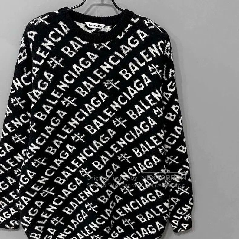 Balenciaga Balenciaga Ox Year Limited Full Printed Logo Knit Sweater Size US XS / EU 42 / 0 - 2 Thumbnail