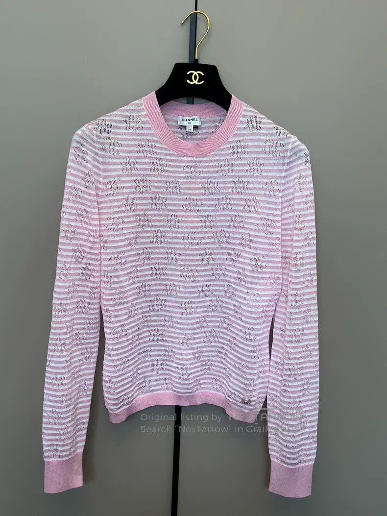 Chanel Chanel 24 new cherry blossom pink logo pullover round neck Size XS / US 0-2 / IT 36-38 - 1 Thumbnail