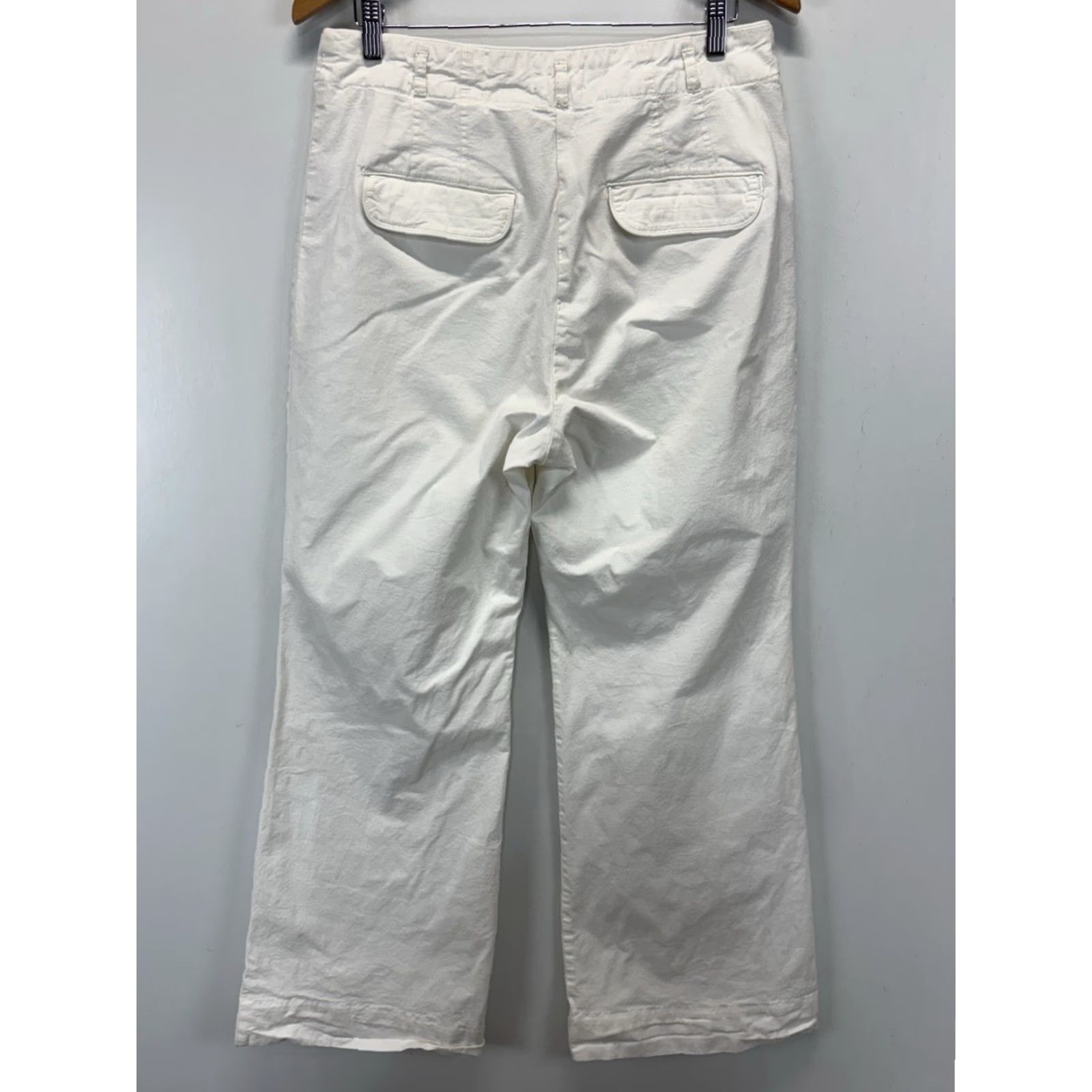Vintage MAEVE Anthropologie Wide Leg Pants 14 Womens White Chino Trousers 32x32 Size 36" / US 14 / IT 50 - 3 Thumbnail