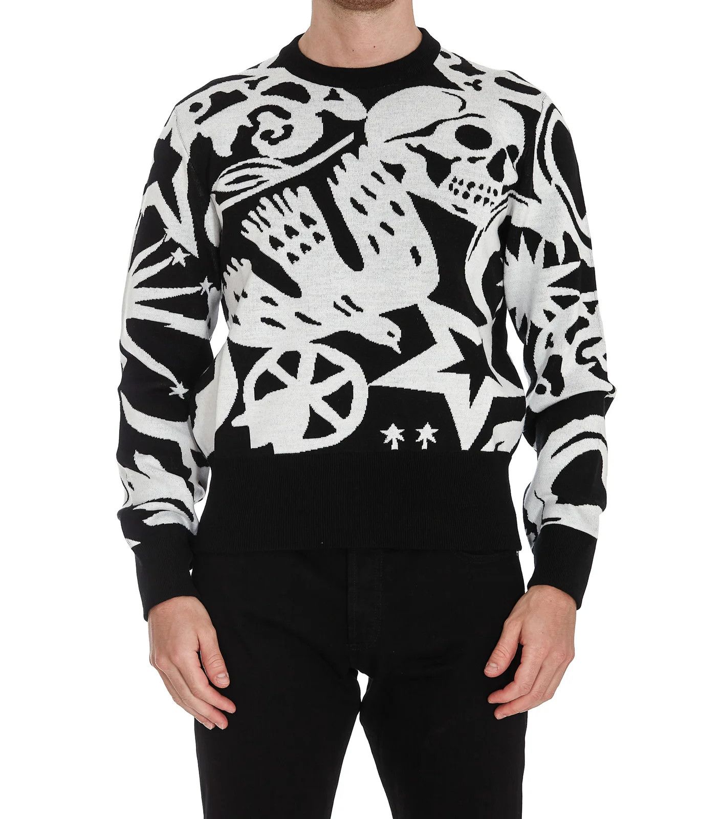 Alexander McQueen o1y1024 Sweater in Black & White Size US L / EU 52-54 / 3 - 3 Thumbnail