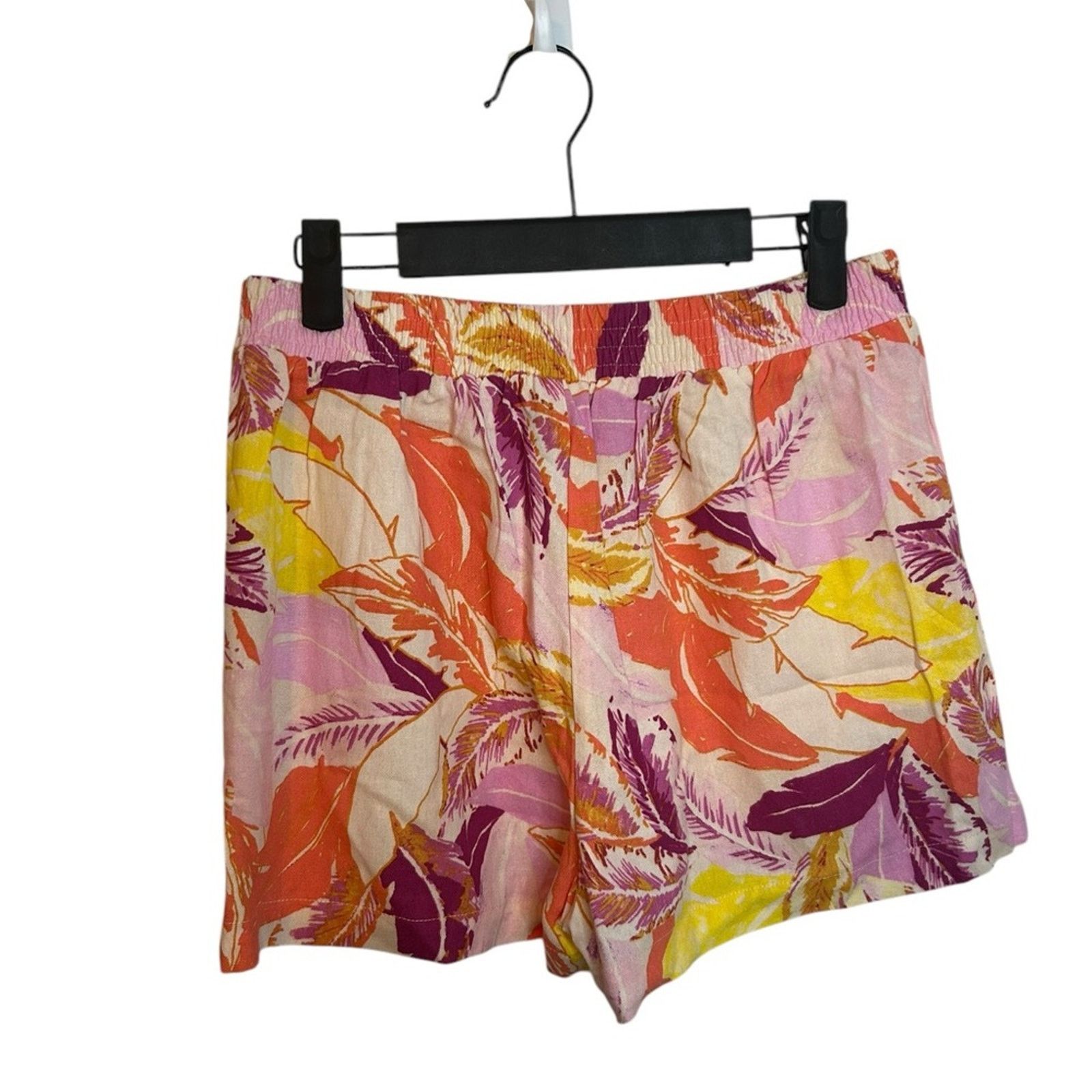 Other Aqua Tropical Print Linen Shorts Size 30" / US 8 / IT 44 - 2 Thumbnail