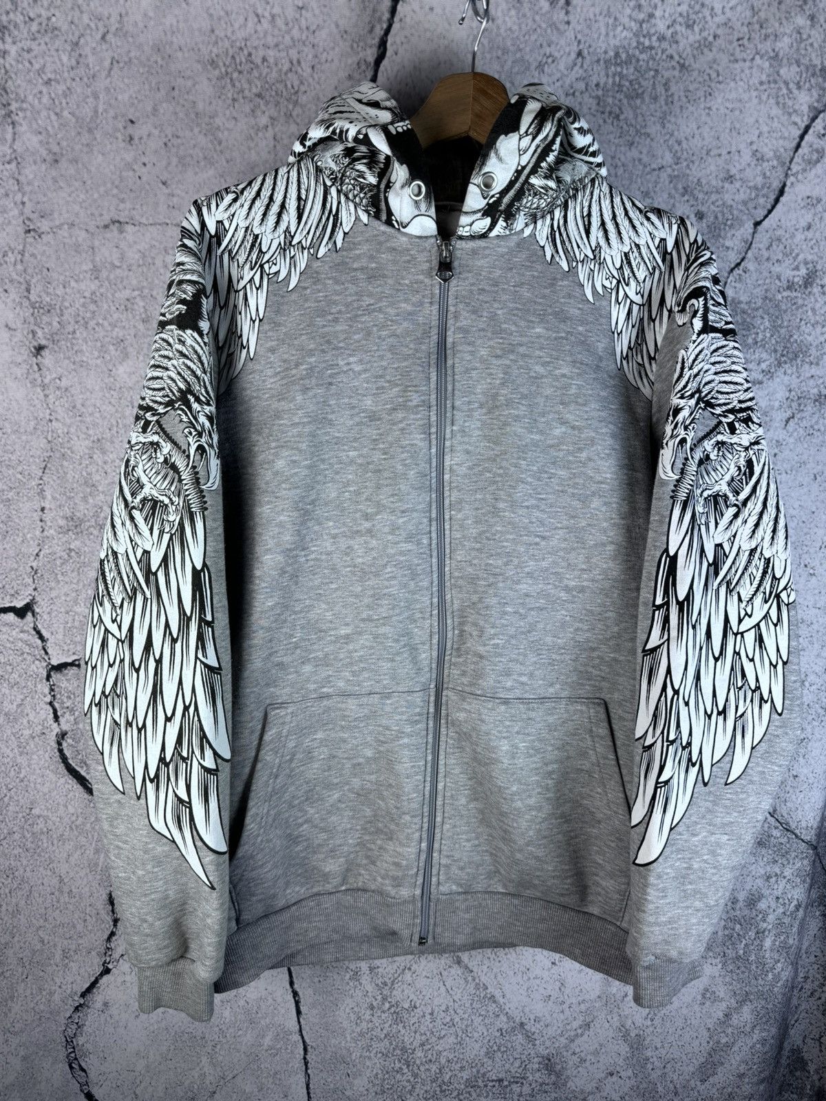 Japanese Brand Vintage Ed Hardy and affliction style Skull Wings Hoodie Size US M / EU 48-50 / 2 - 2 Thumbnail