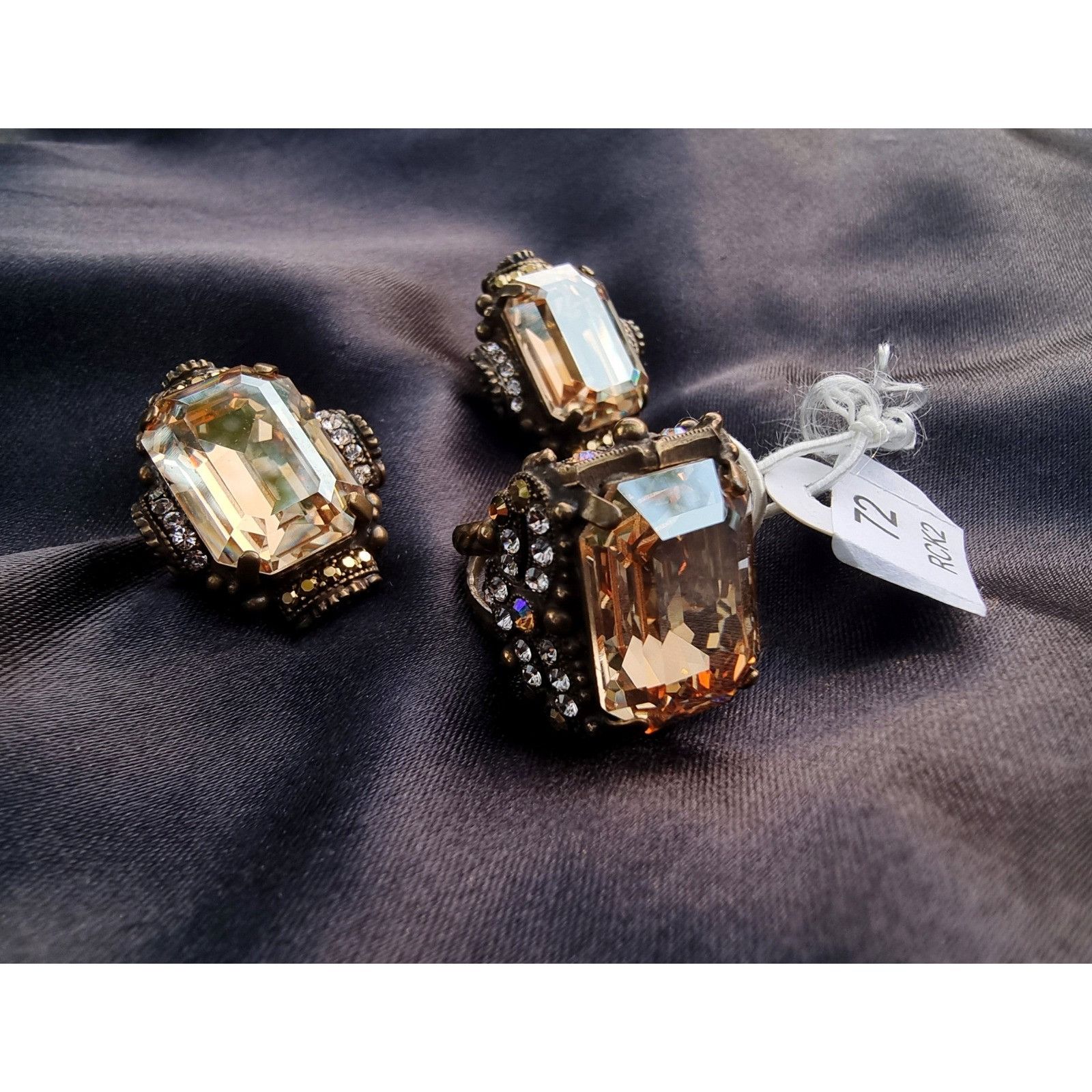 Vintage Vintage Large Rhinestone SORRELLI Signed Jewelry Set Ring an Size ONE SIZE - 2 Thumbnail