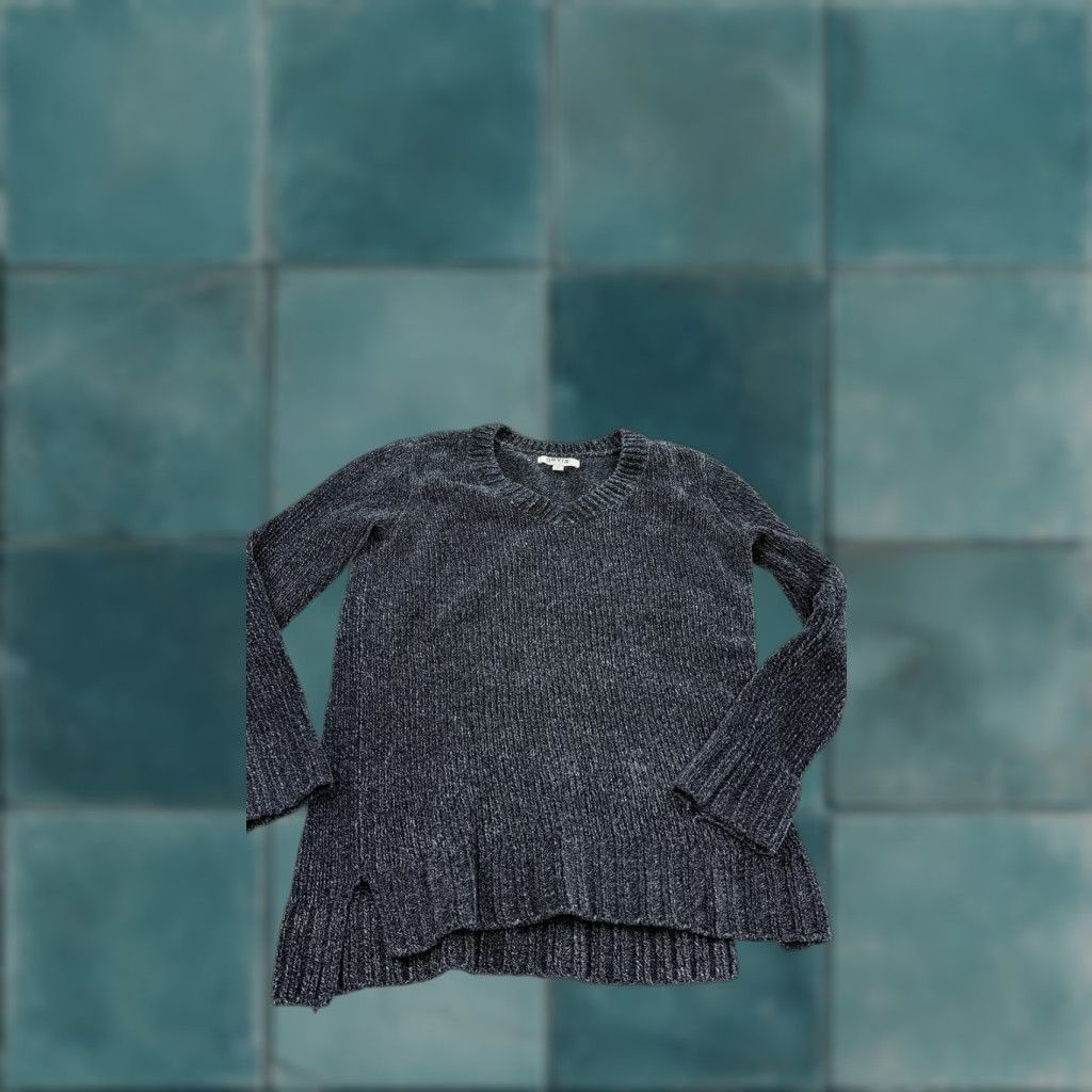 Orvis Orvis Sweater Womens Small Blue Gray V Neck Chenille Ribbed High Low Pullover Size S / US 4 / IT 40 - 1 Thumbnail